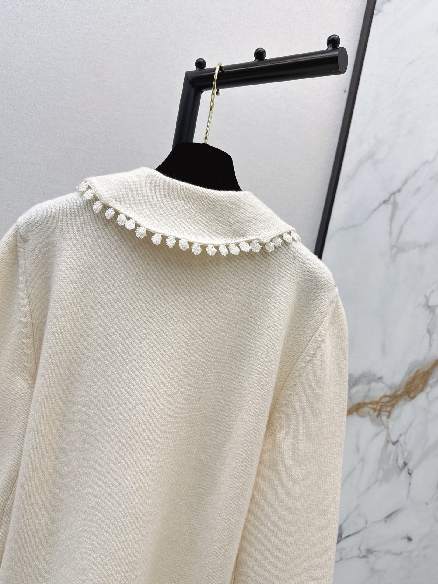 Chan 26fw lace-trim cardigan