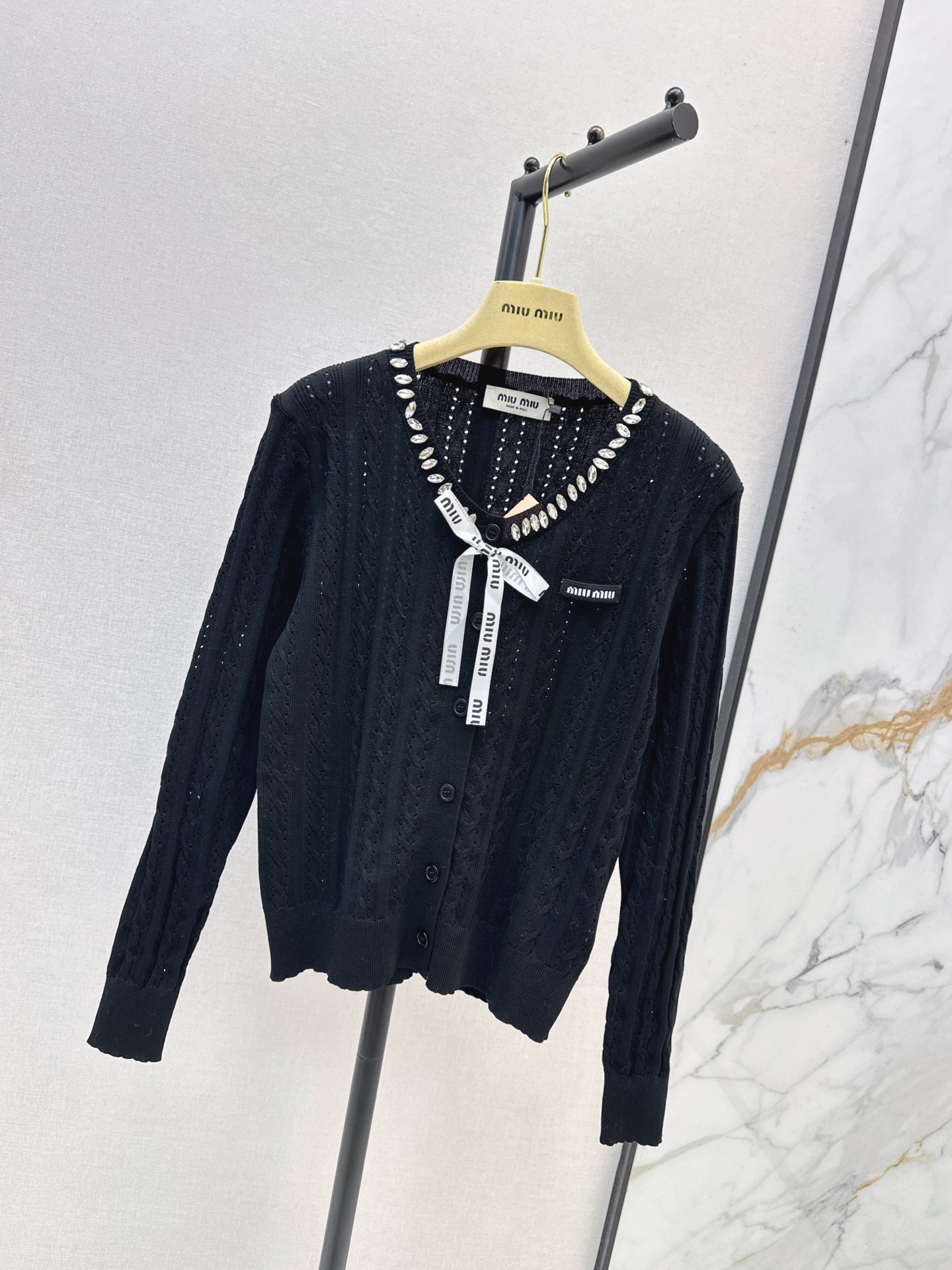 Miu 26fw cable knit cardigan