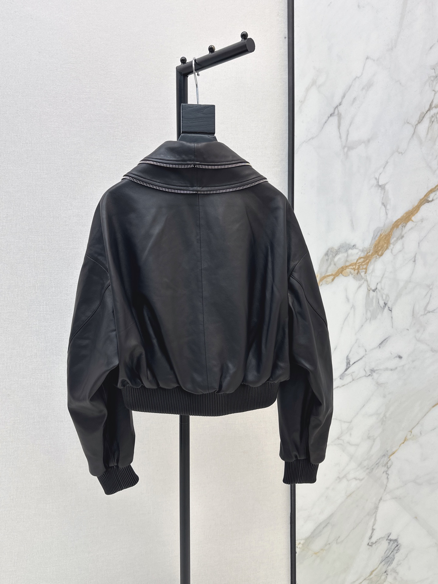 Giv 26fw leather zipper jacket