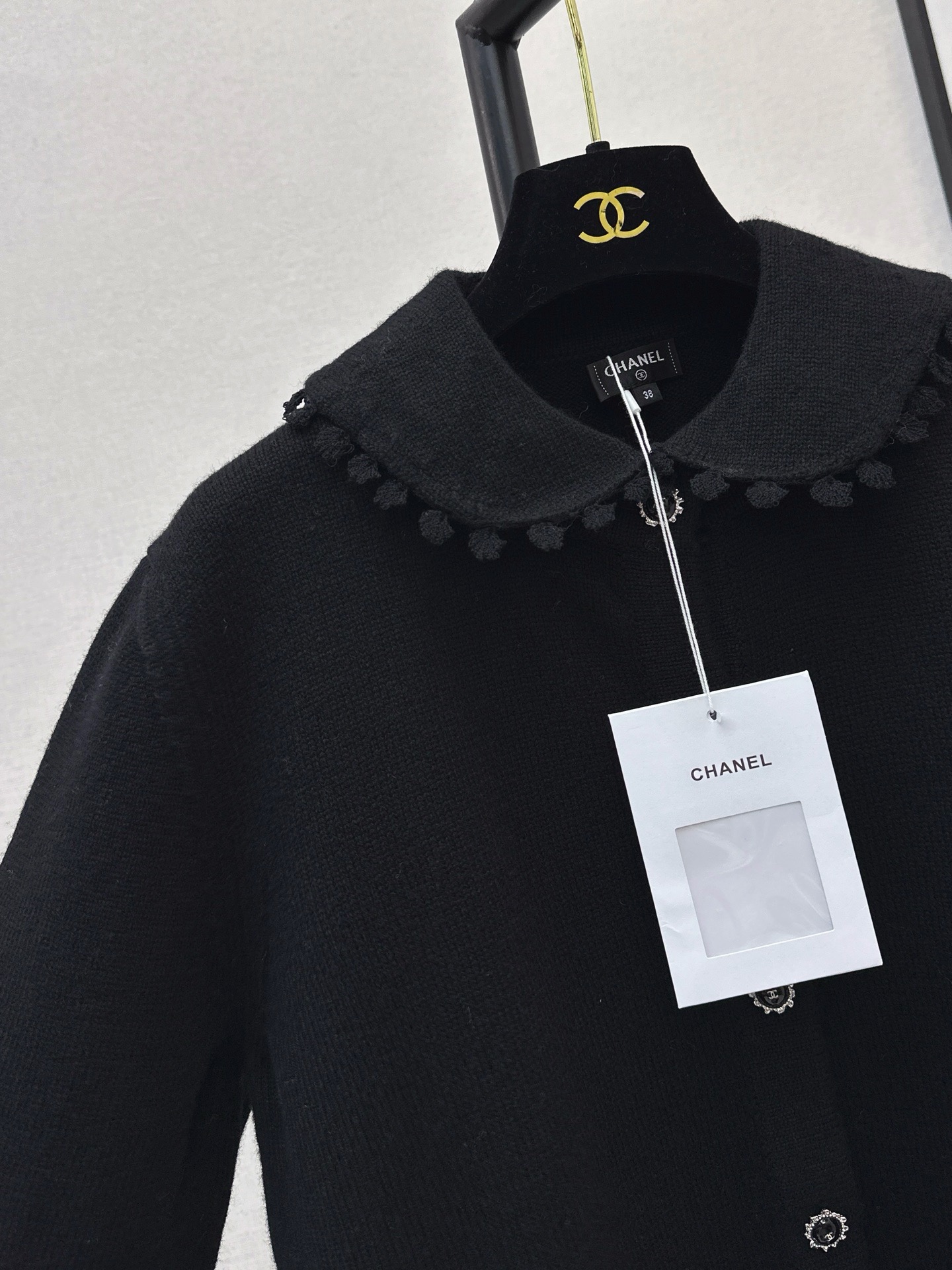 Chan 26fw lace-trim cardigan