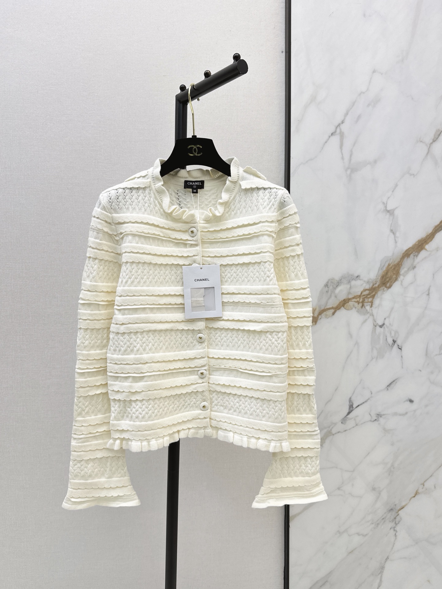 Chan 26fw ruffle knit cardigan