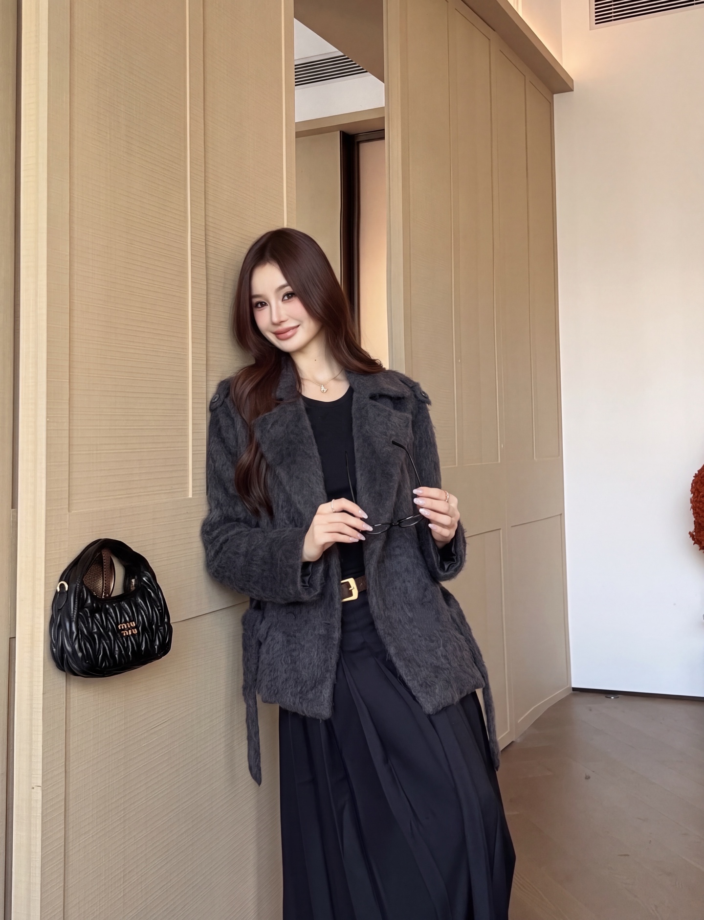 Max 26fw belted woolen jacket