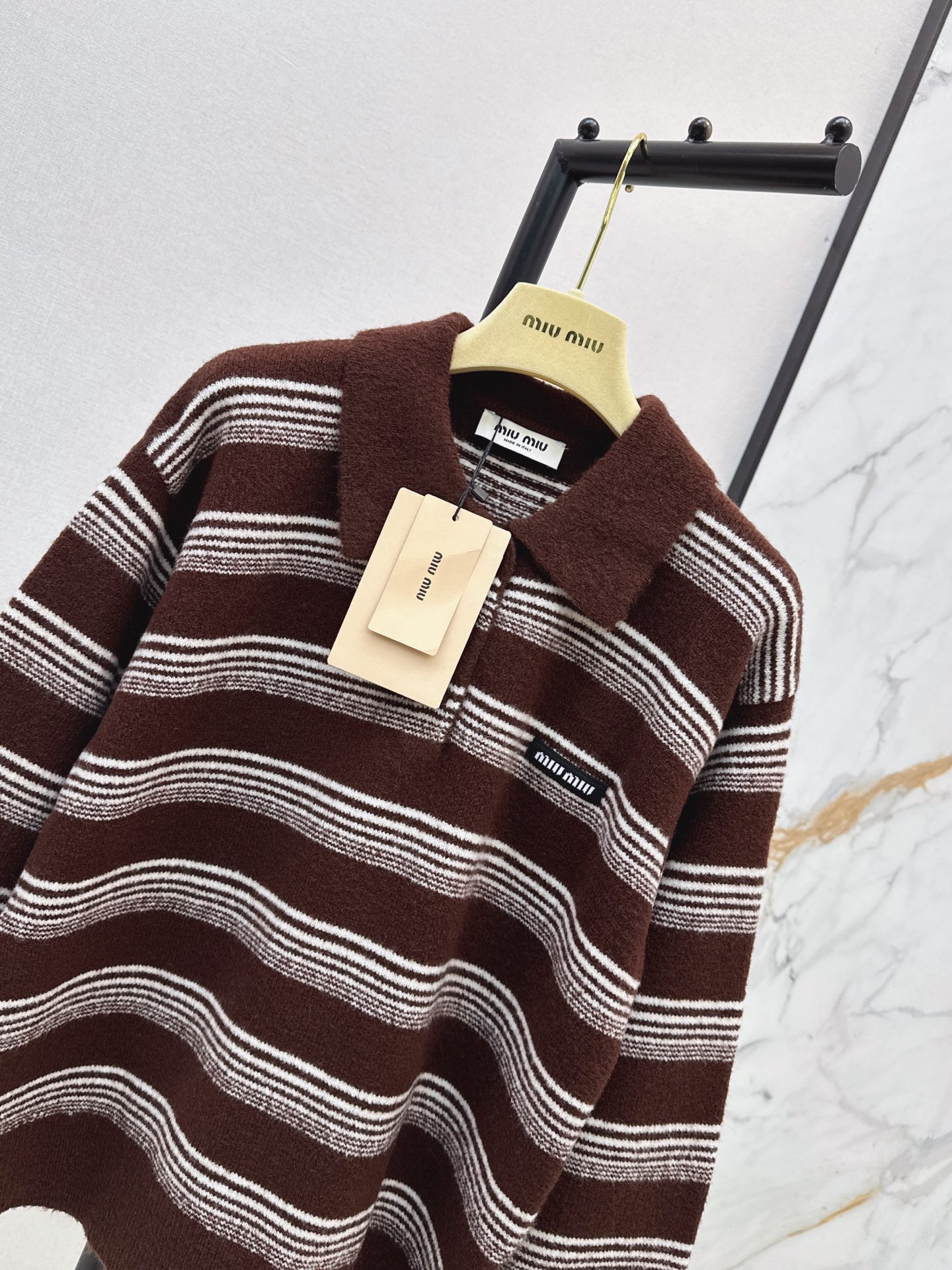 Miu 26fw stripe polo knitwear