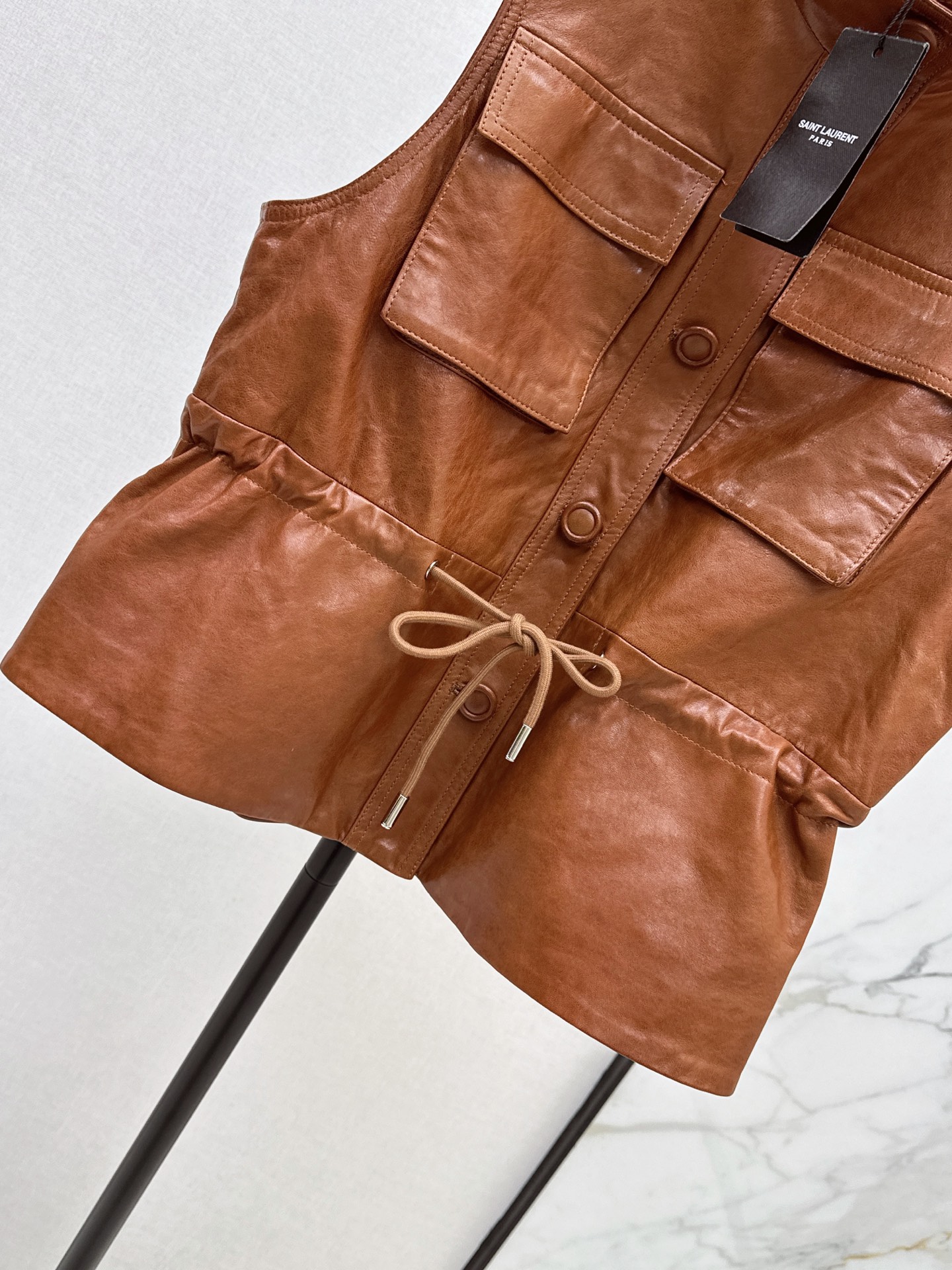 Sain 26fw leather vest jacket