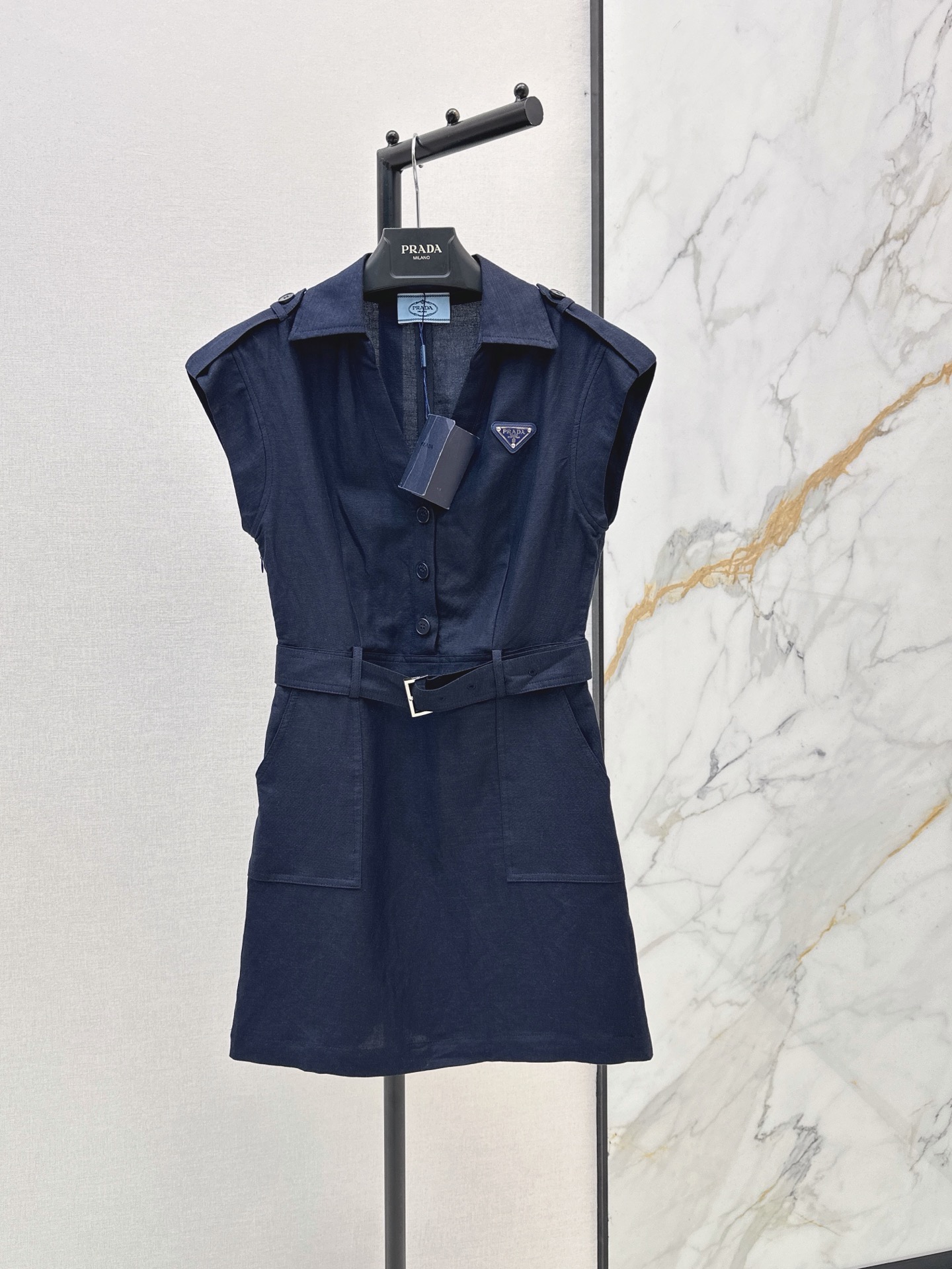 Pra 26ss sleeveless linen dress