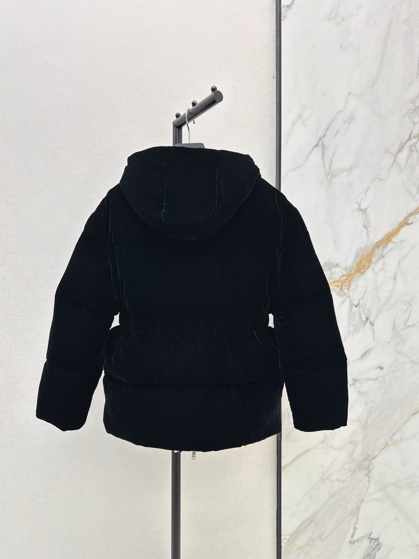 Pra 26fw hooded velvet down jacket