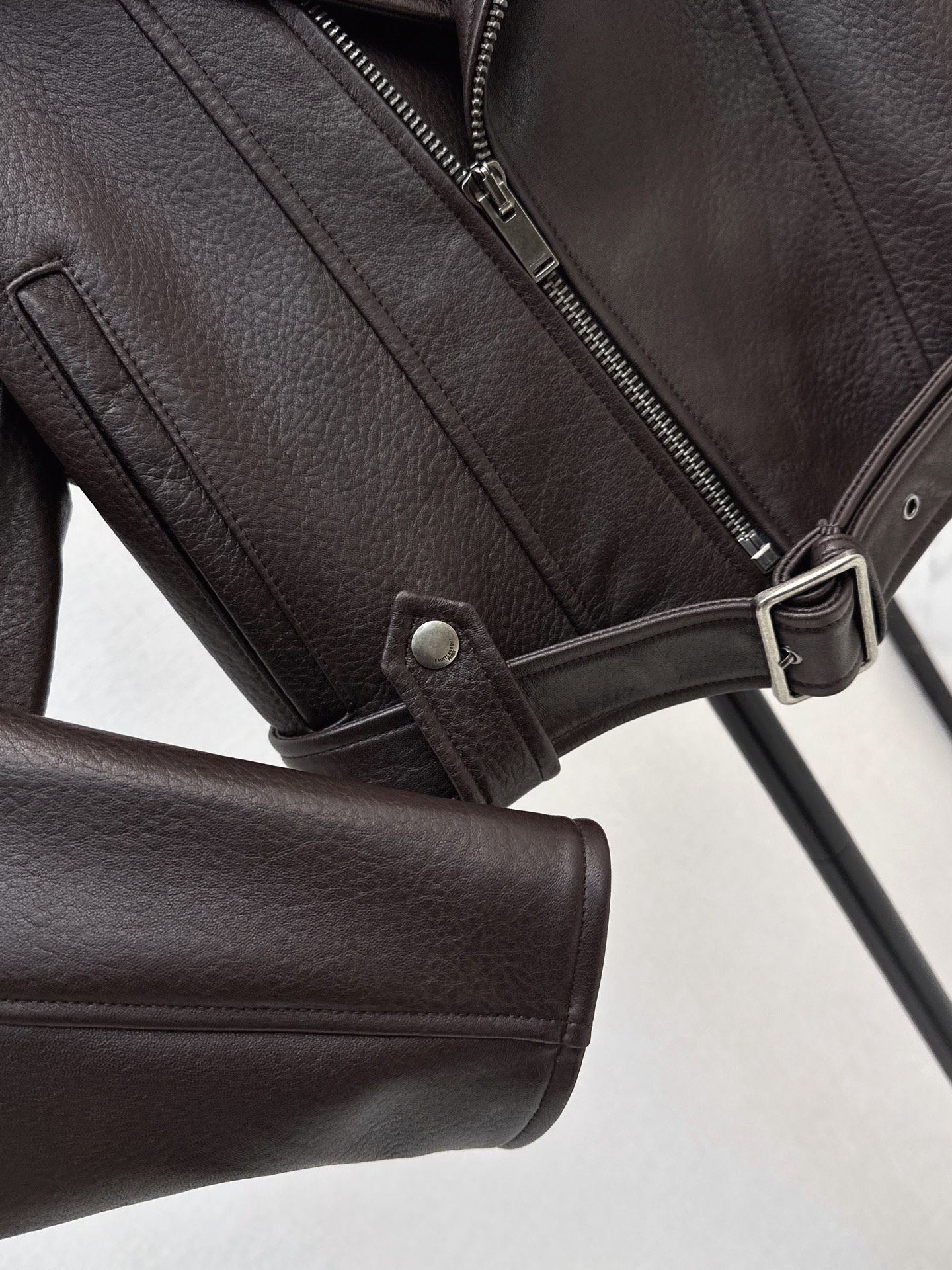 Sain 26fw cropped moto leather jacket
