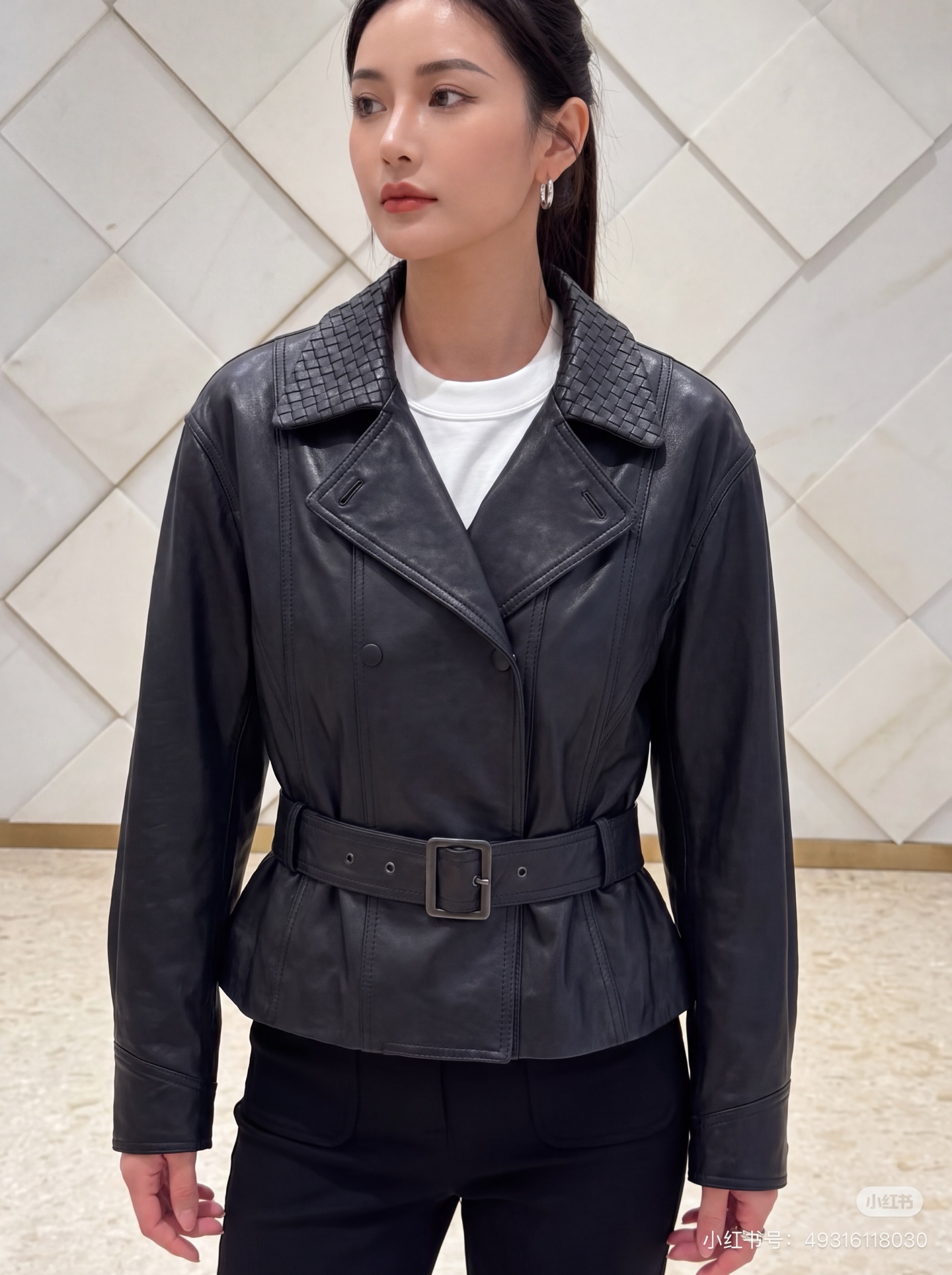 Bott 26fw belted leather jacket