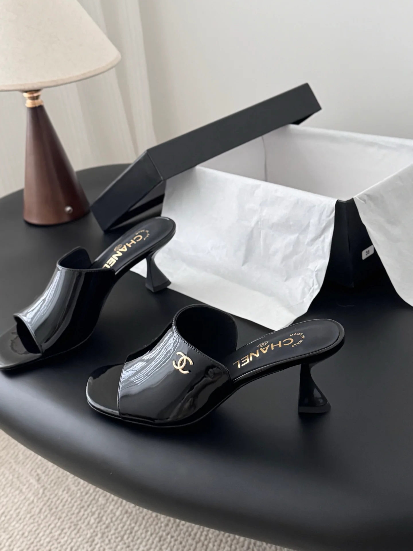 Chan 25fw kitten slides sandals
