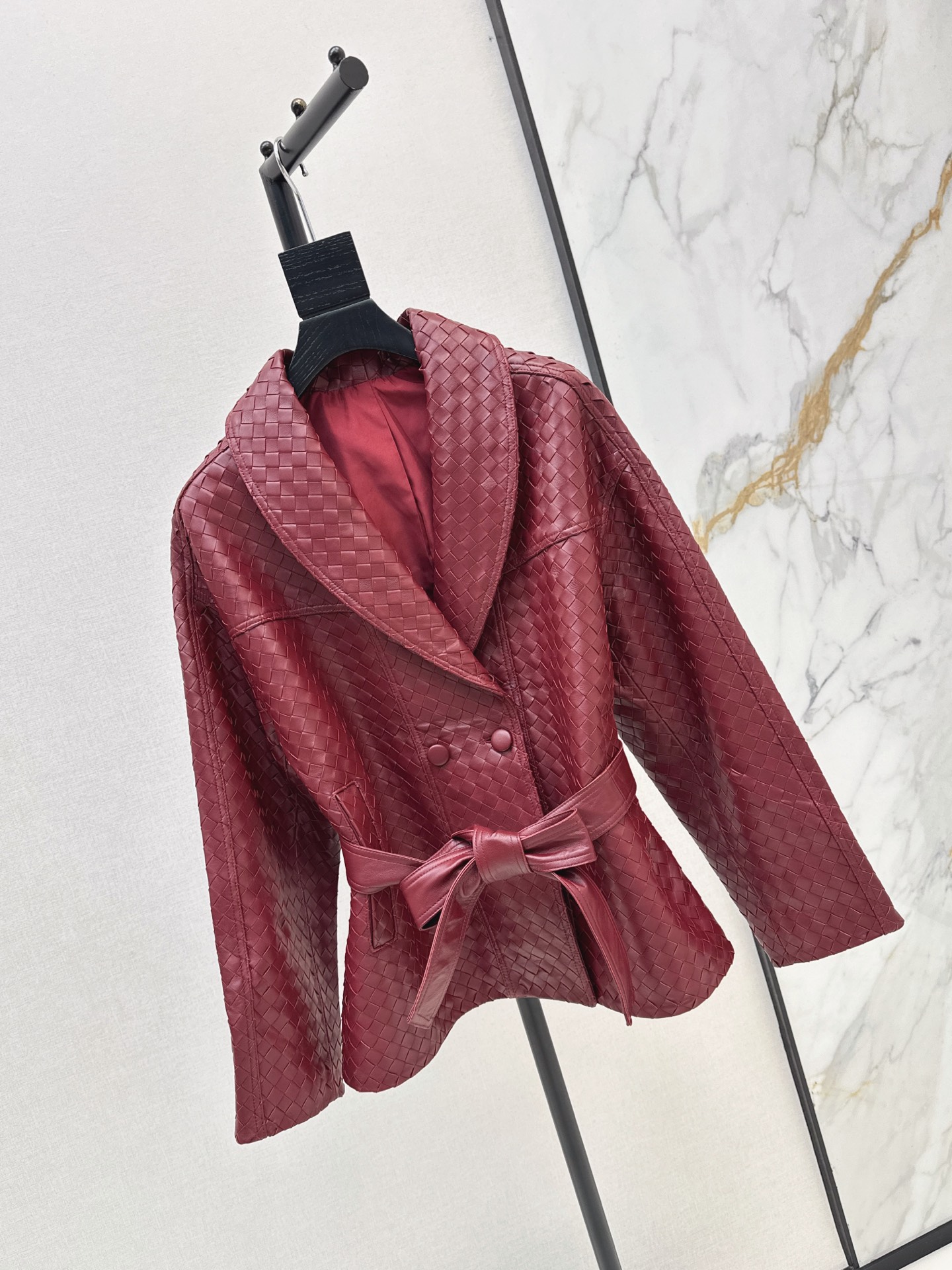 Bott 26ss leather woven jacket