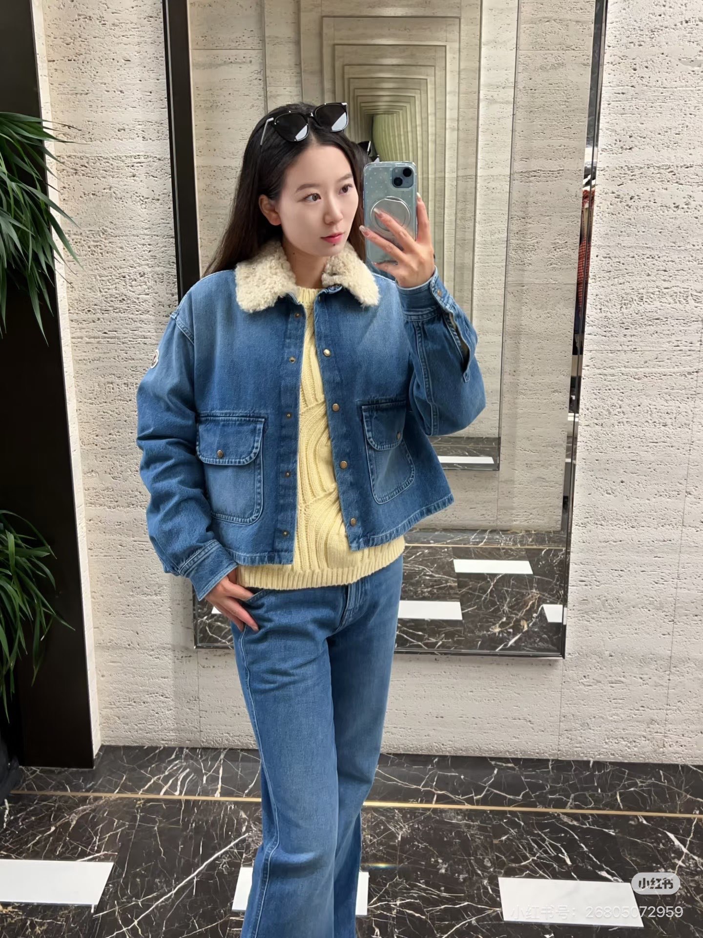 Monc 26fw teedy neck denim jacket
