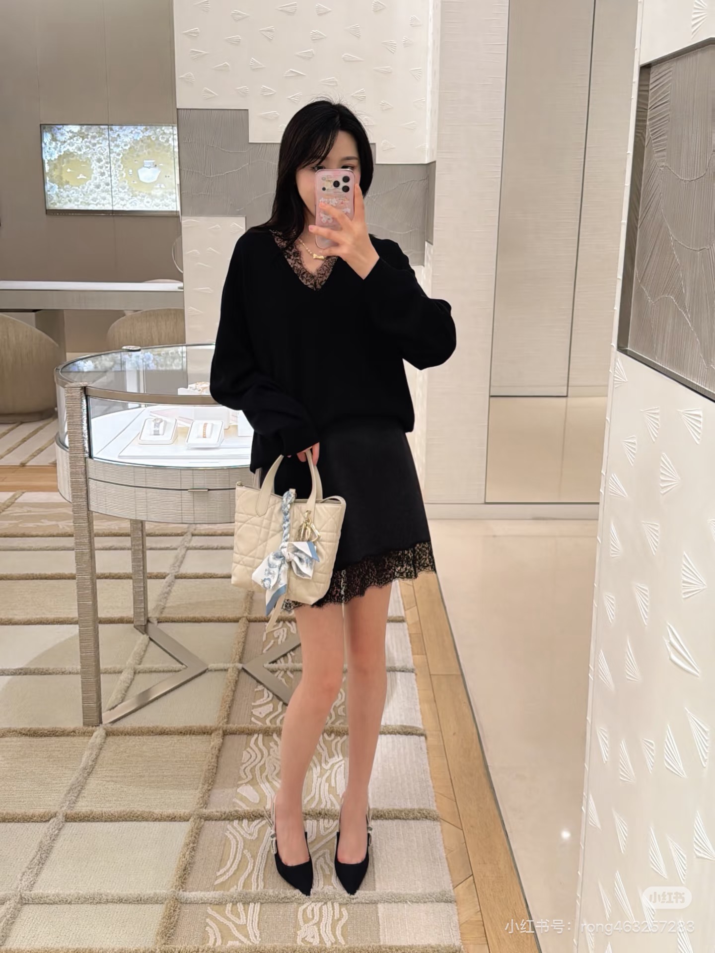CD 26fw lace contract sweater