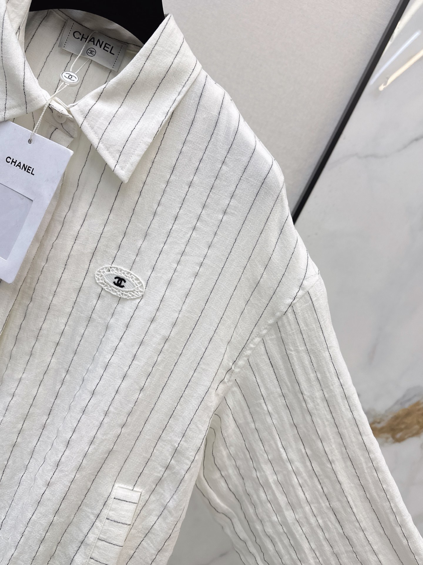 Chan 26fw stripe shirt jacket