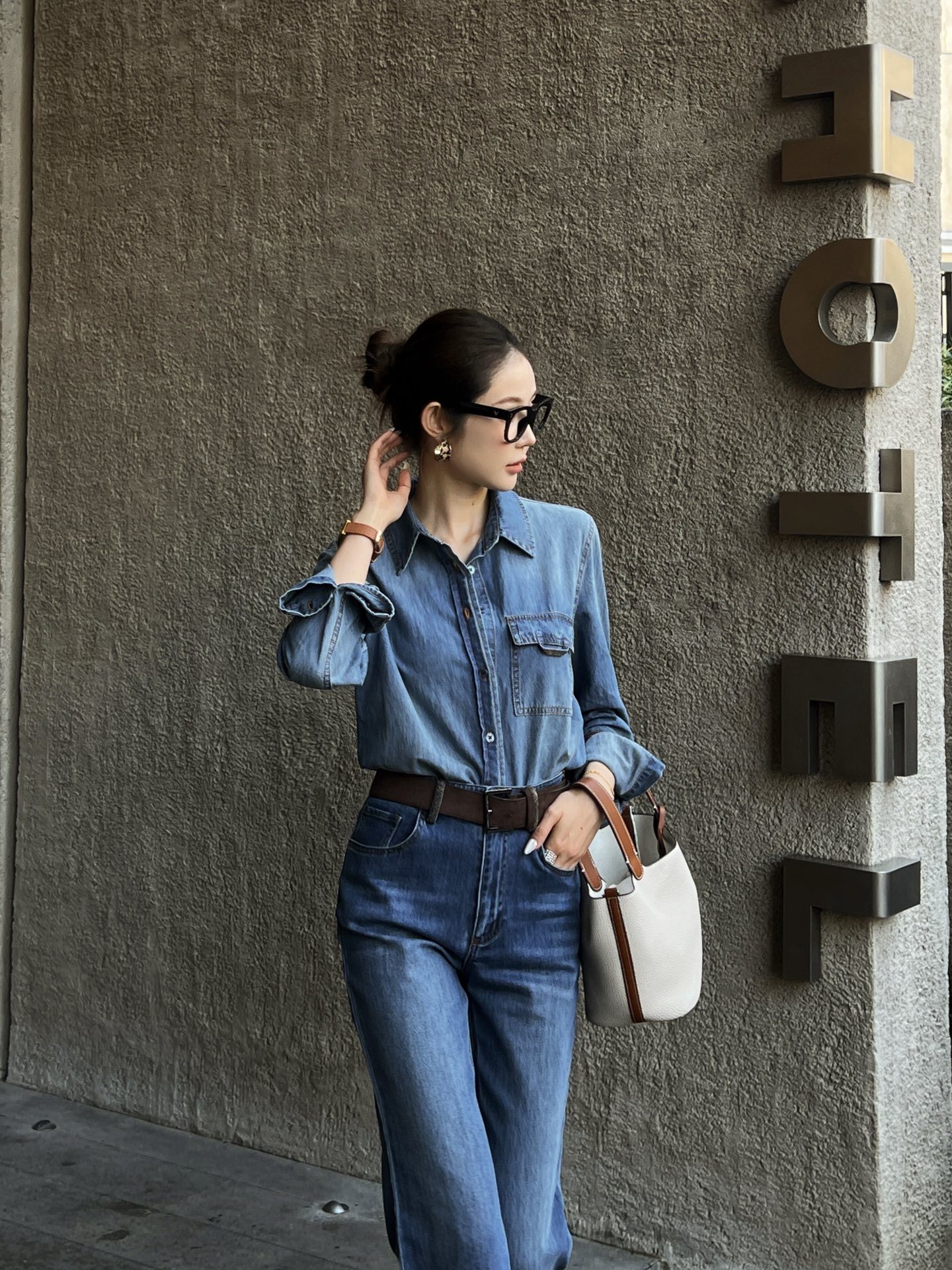 Brun 26fw denim shirt