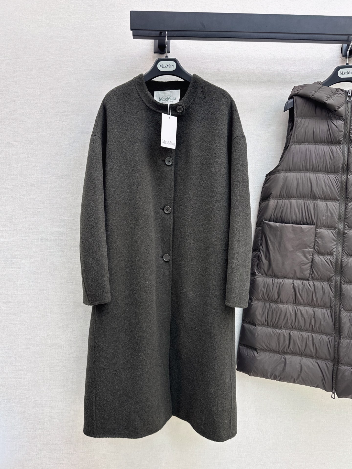 Max 26fw hooded down vest woolen overcoats sets