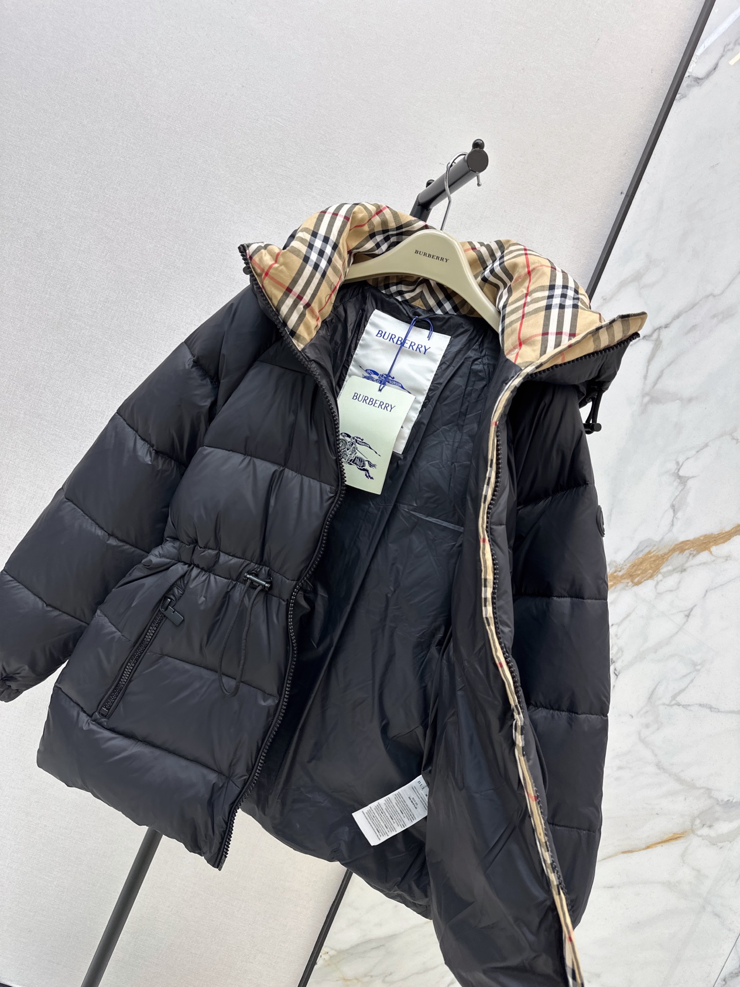 Bur 26fw hooded drawstring down jacket