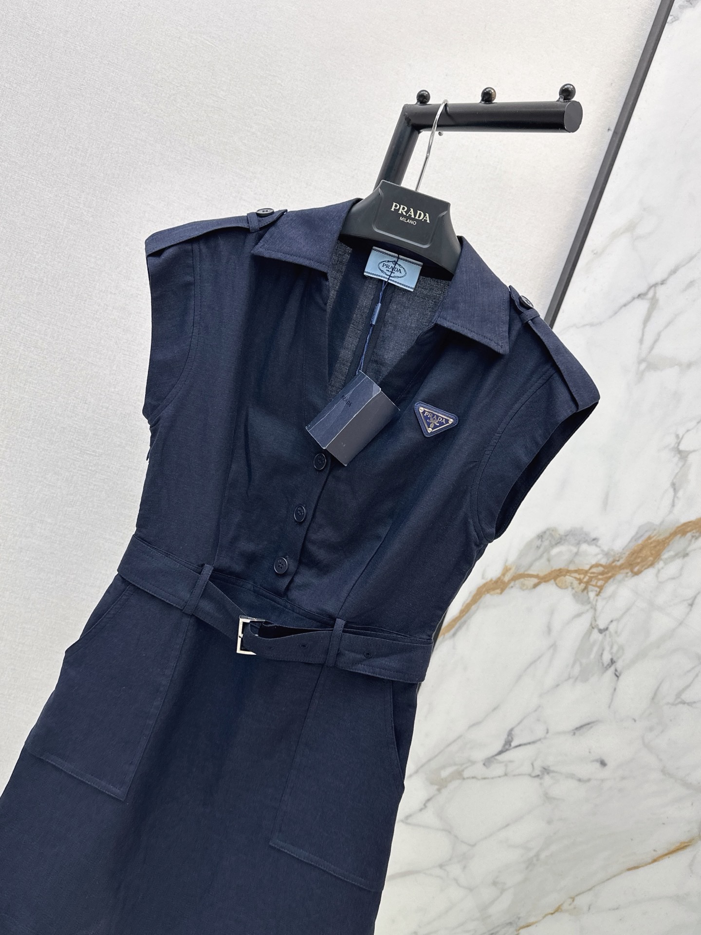 Pra 26ss sleeveless linen dress