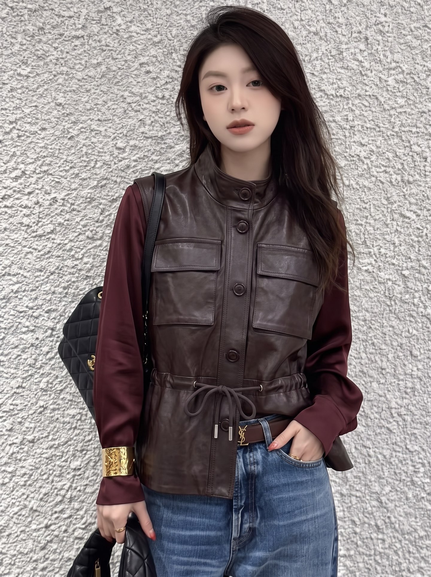 Sain 26fw leather vest jacket