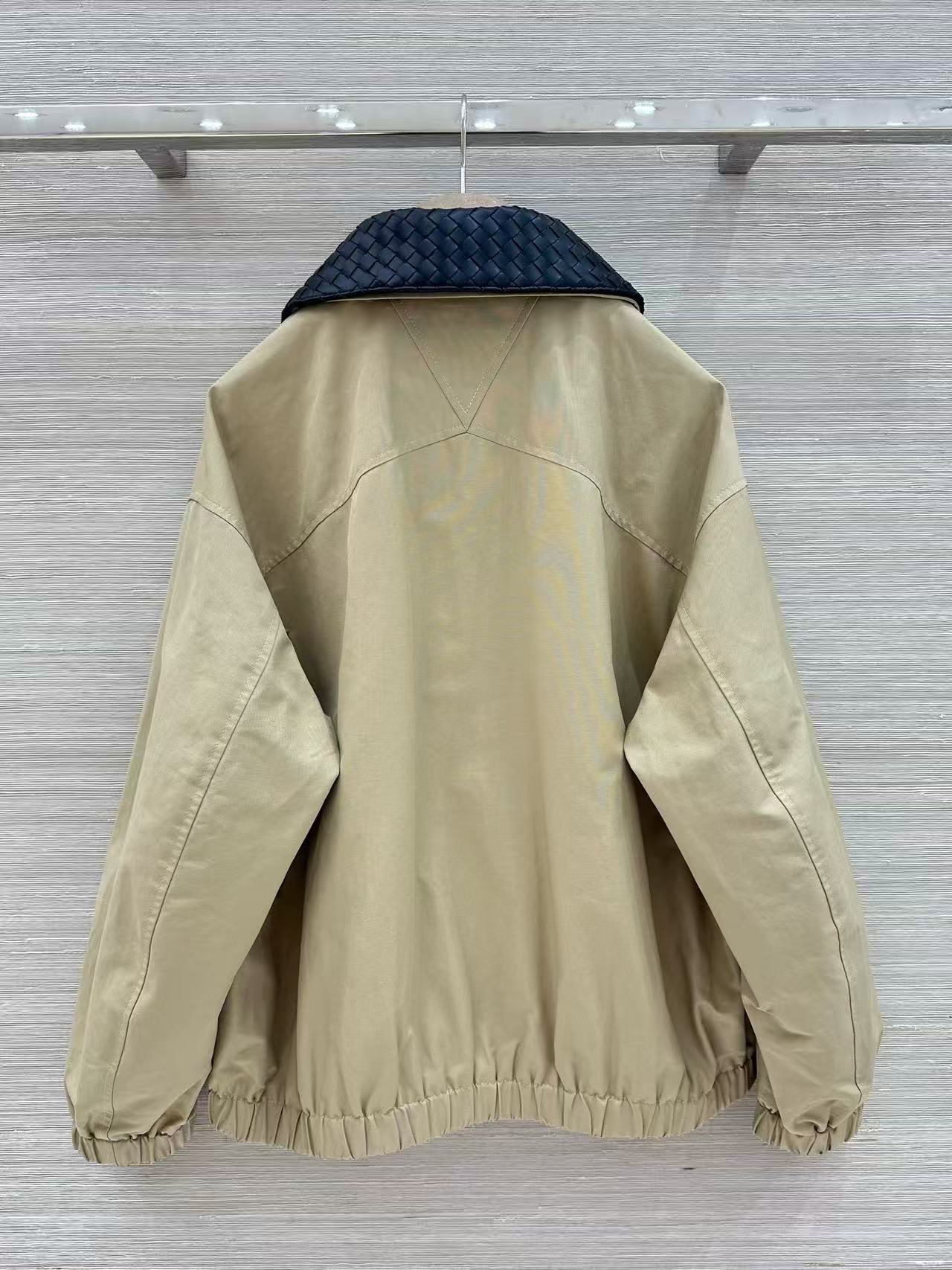 Bott 26fw leather woven collar zipper jacket