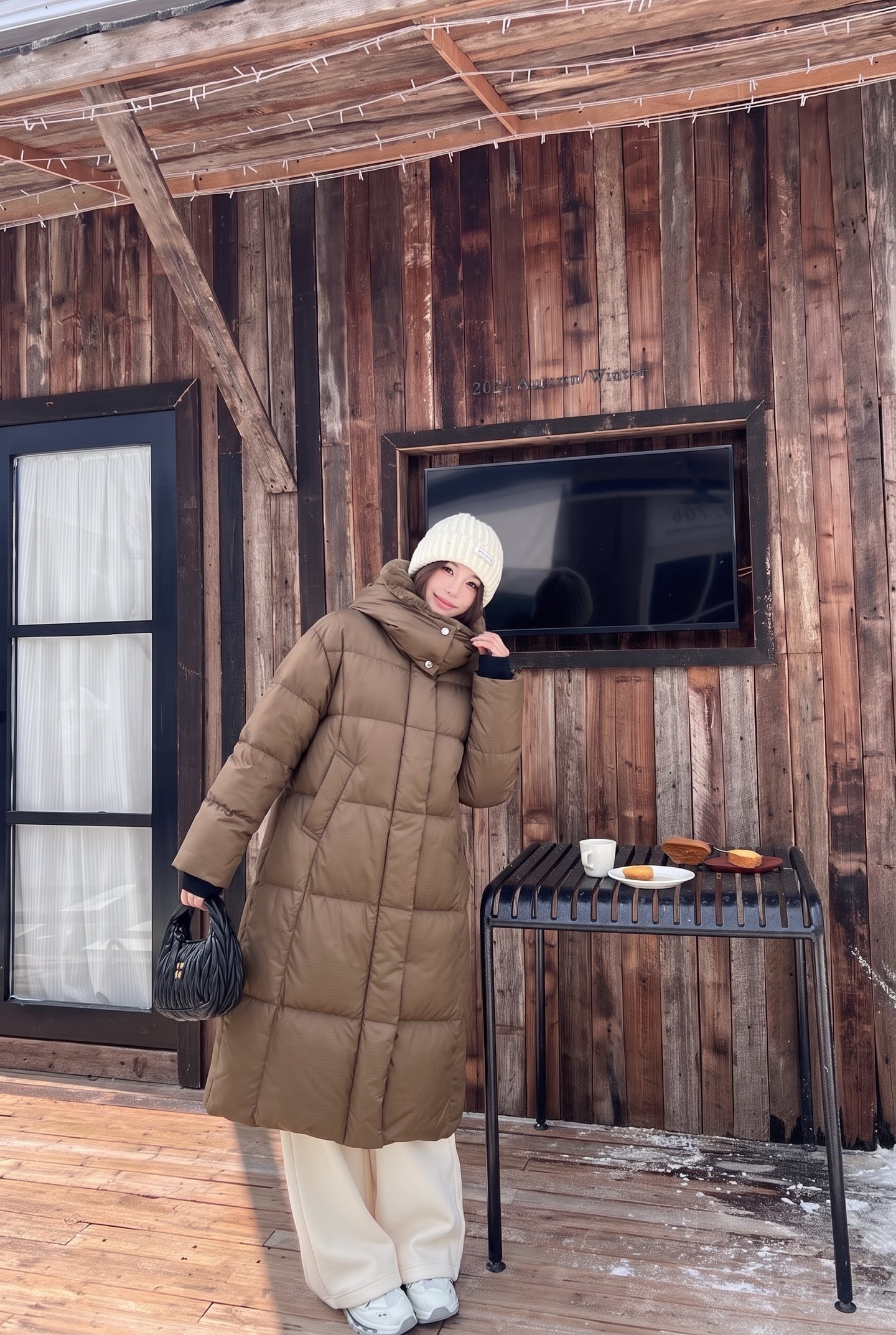 Pra 26fw hooded long down jacket