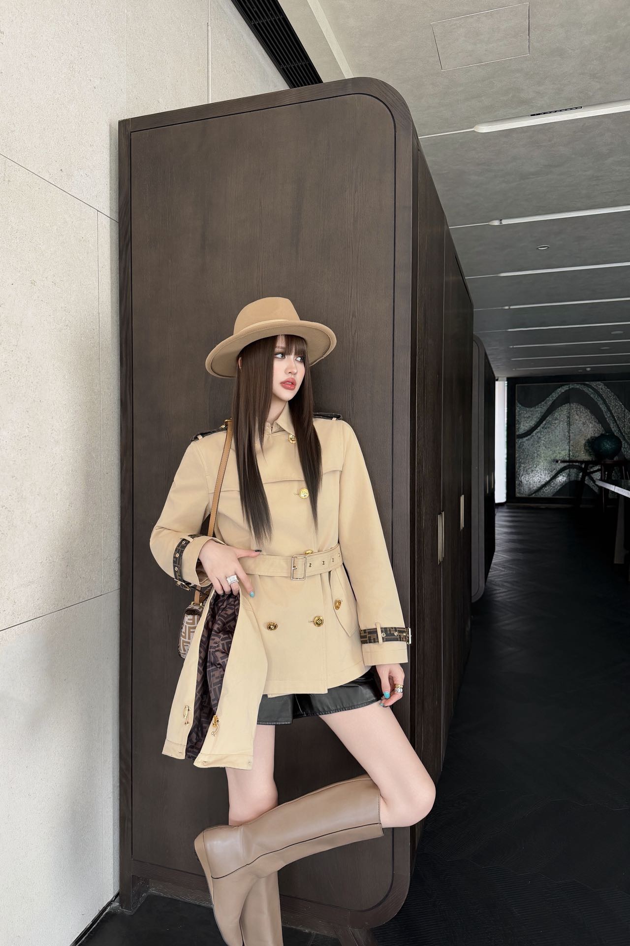 Fen 26fw hooded belted trench coats