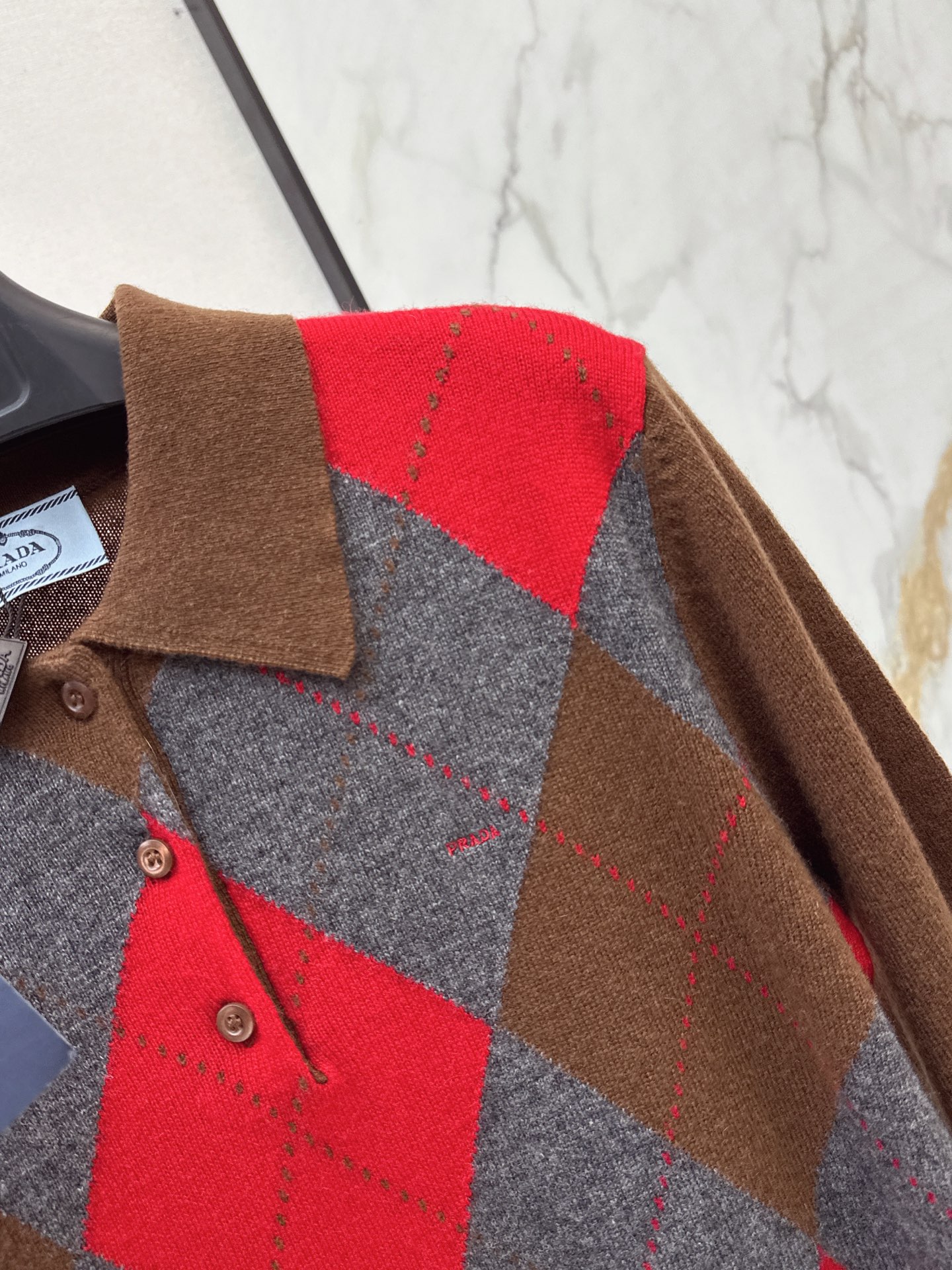 Pra 26fw jacquard polo knitwear