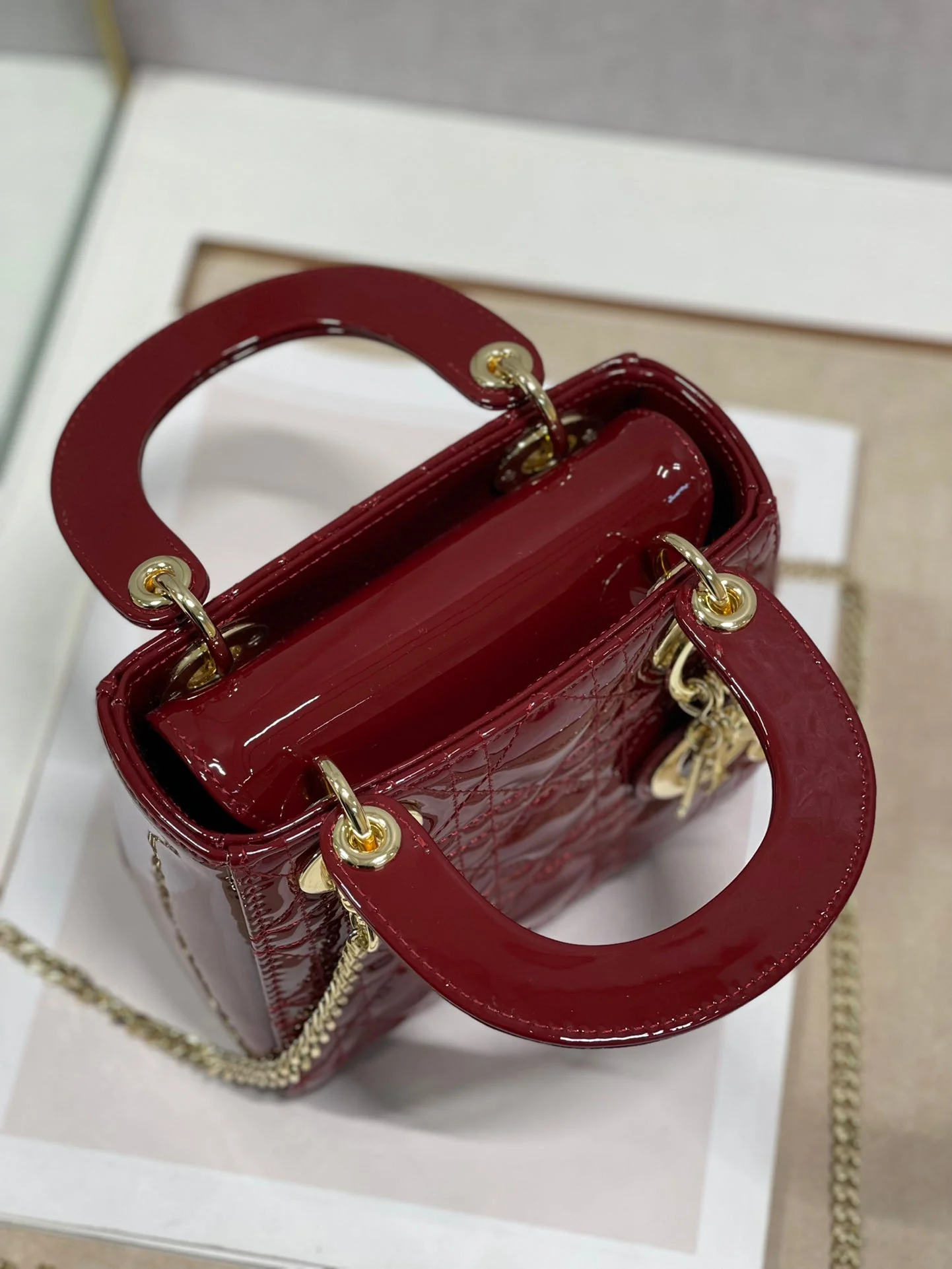 DO Mini & Small Lady Bag Claret Patent Cannage Calfskin