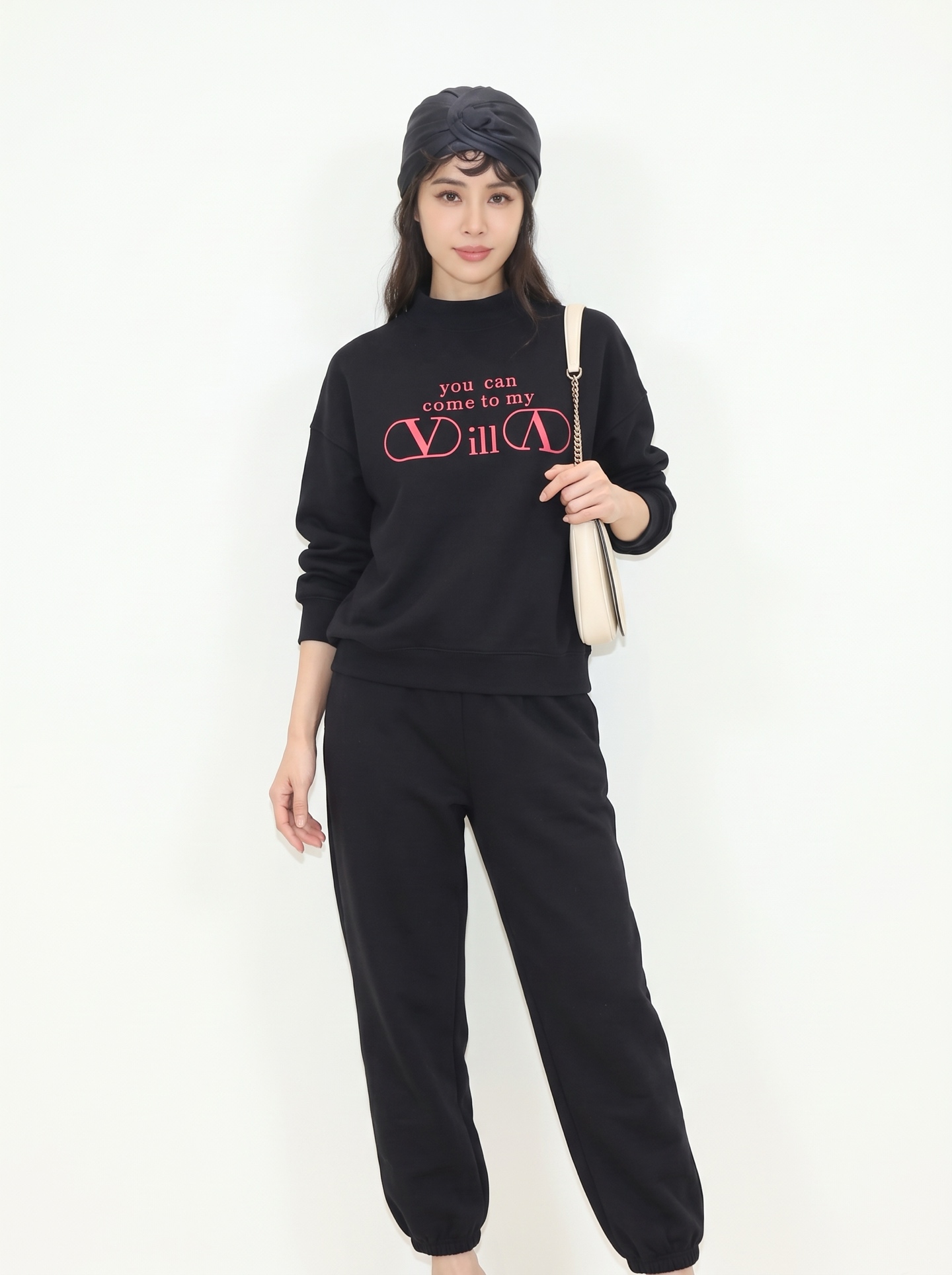 Valen 26fw print sweatshirt pants sets
