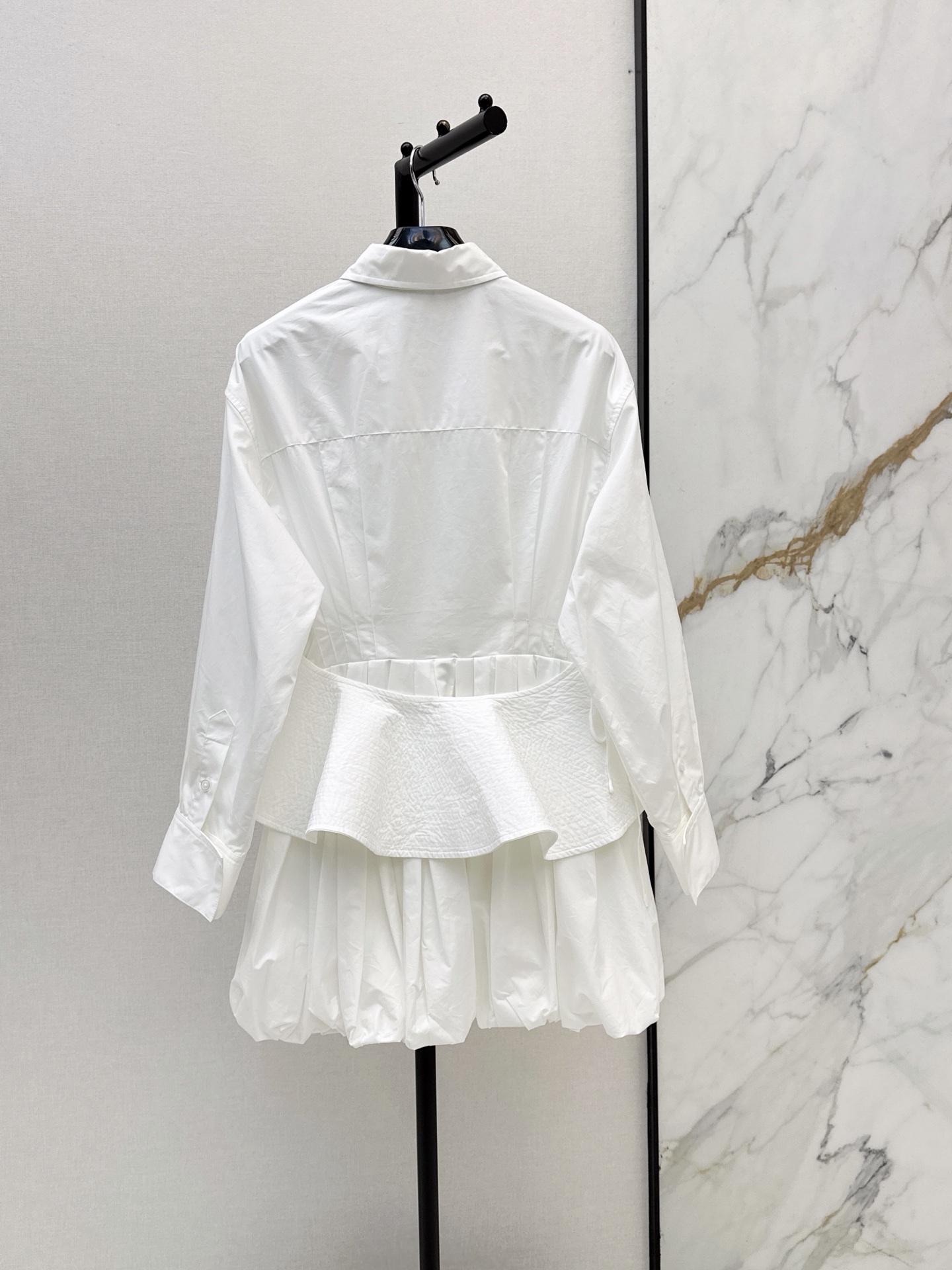 Celi 26fw detachable ruffle belted shirt dress