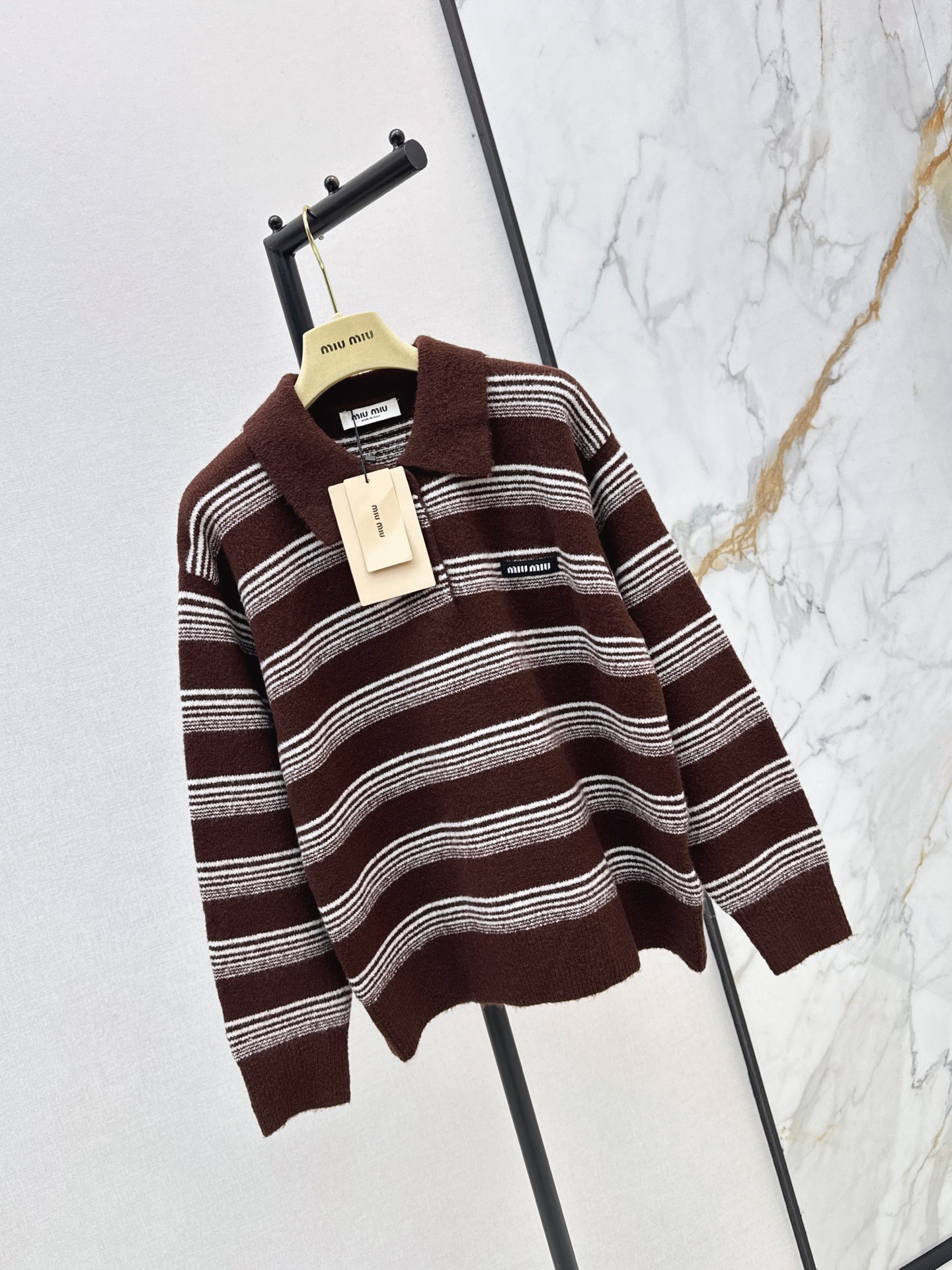 Miu 26fw stripe polo knitwear