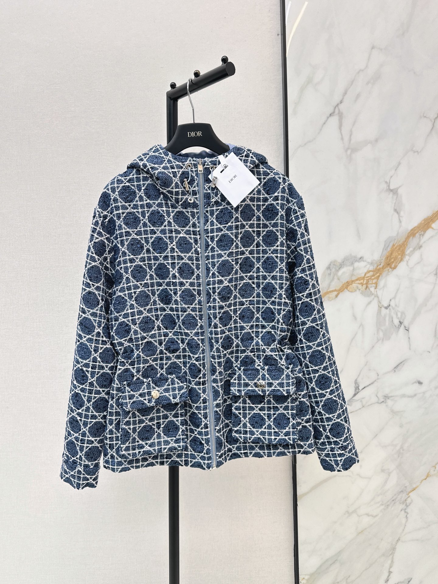 CD 26fw check drawstring hooded jacket