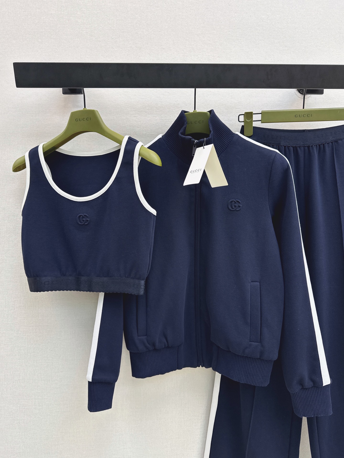 Guc 26fw zipper jacket vest pants sets