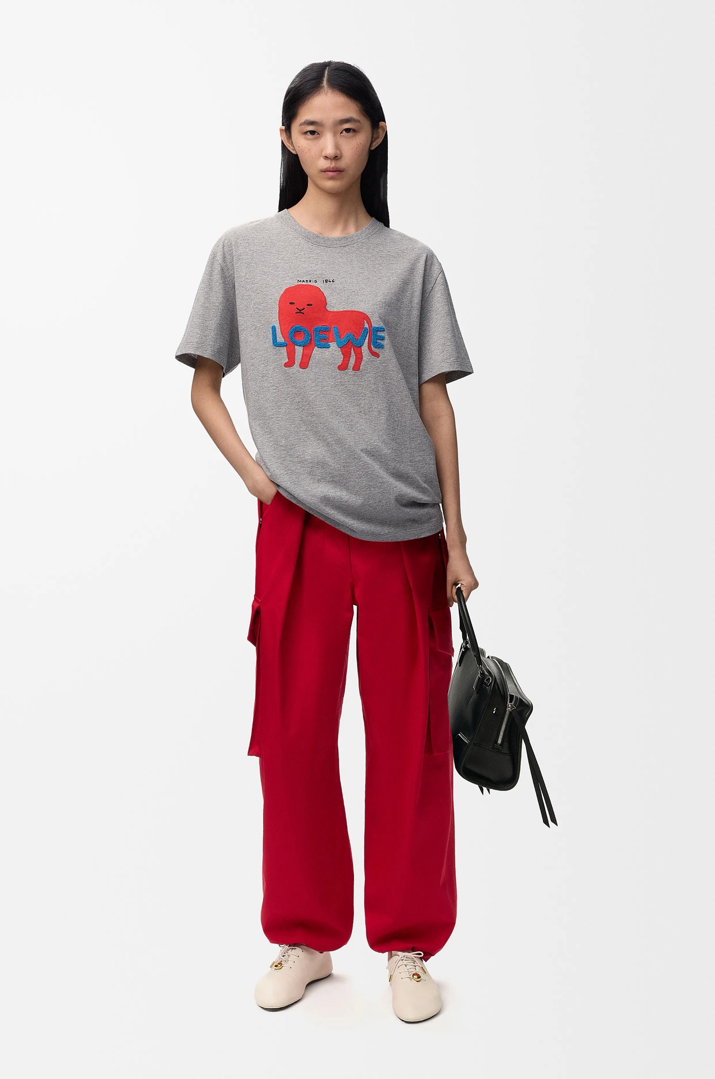 Loe 26ss print embroidery t-shirt