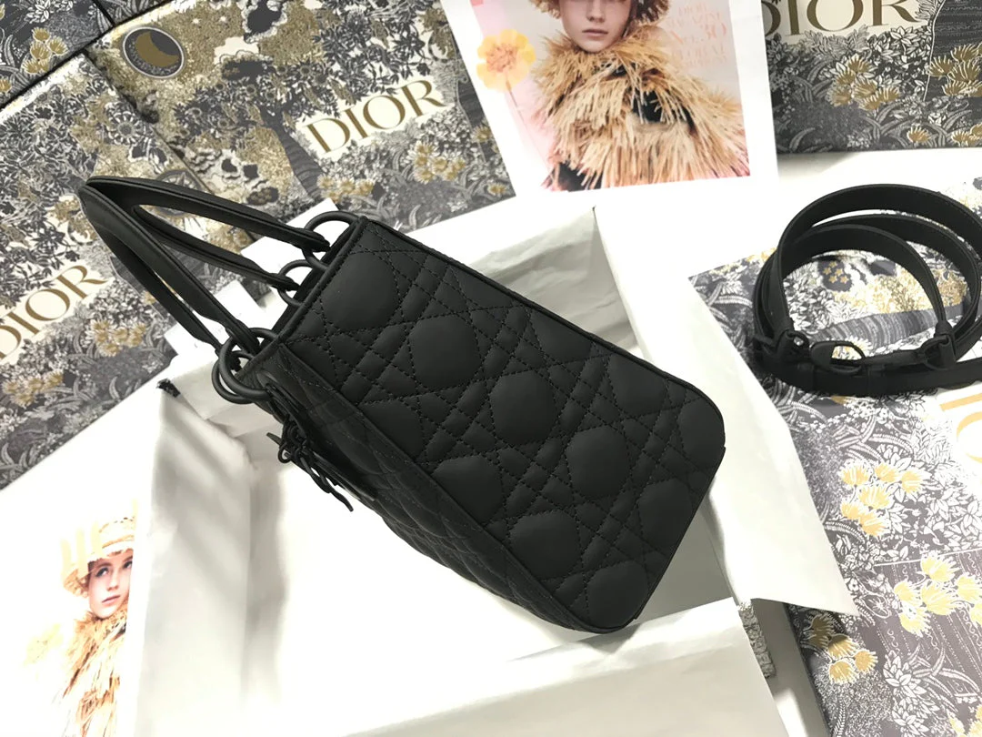 DO Mini Lady Bag Black Ultramatte Cannage Calfskin