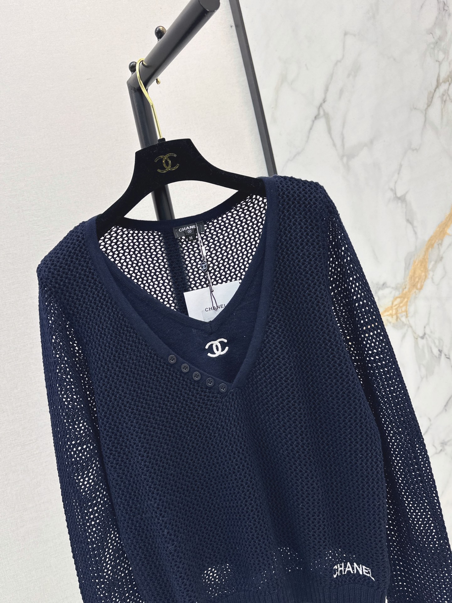Chan 26fw 2in1 hollow knitwear