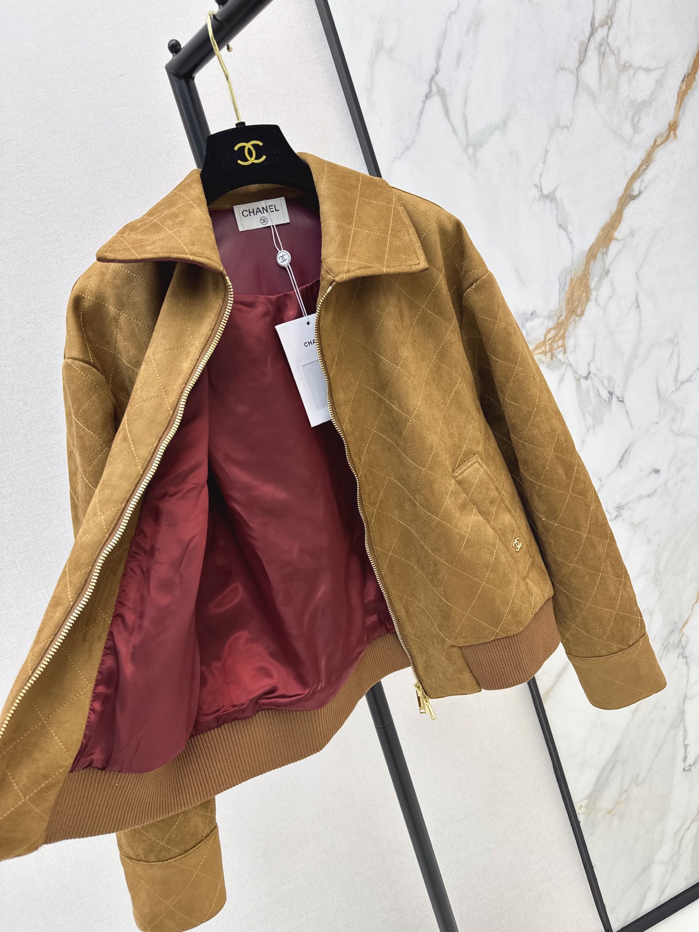 Chan 26fw suede fleece zipper jacket