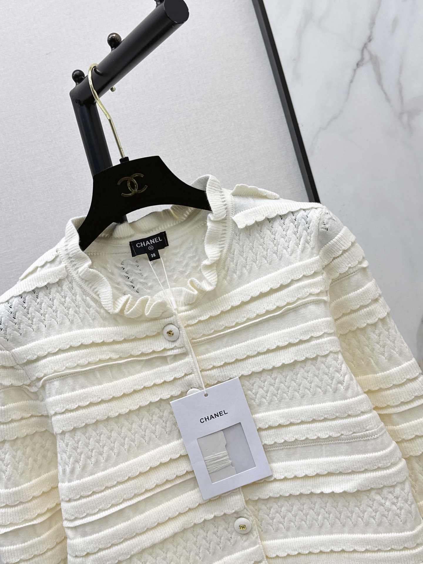 Chan 26fw ruffle knit cardigan