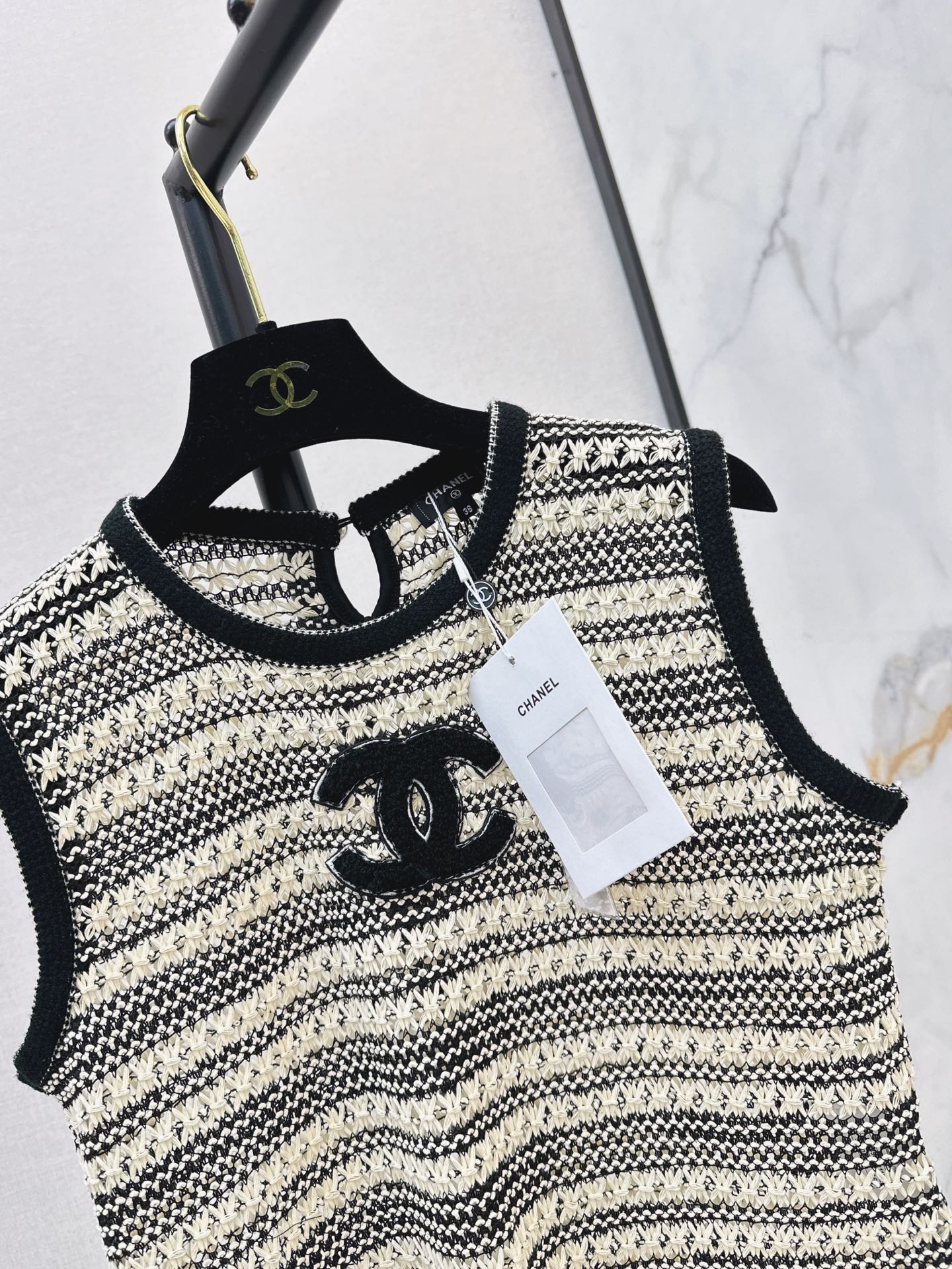 Chan 26ss fringe knit vest