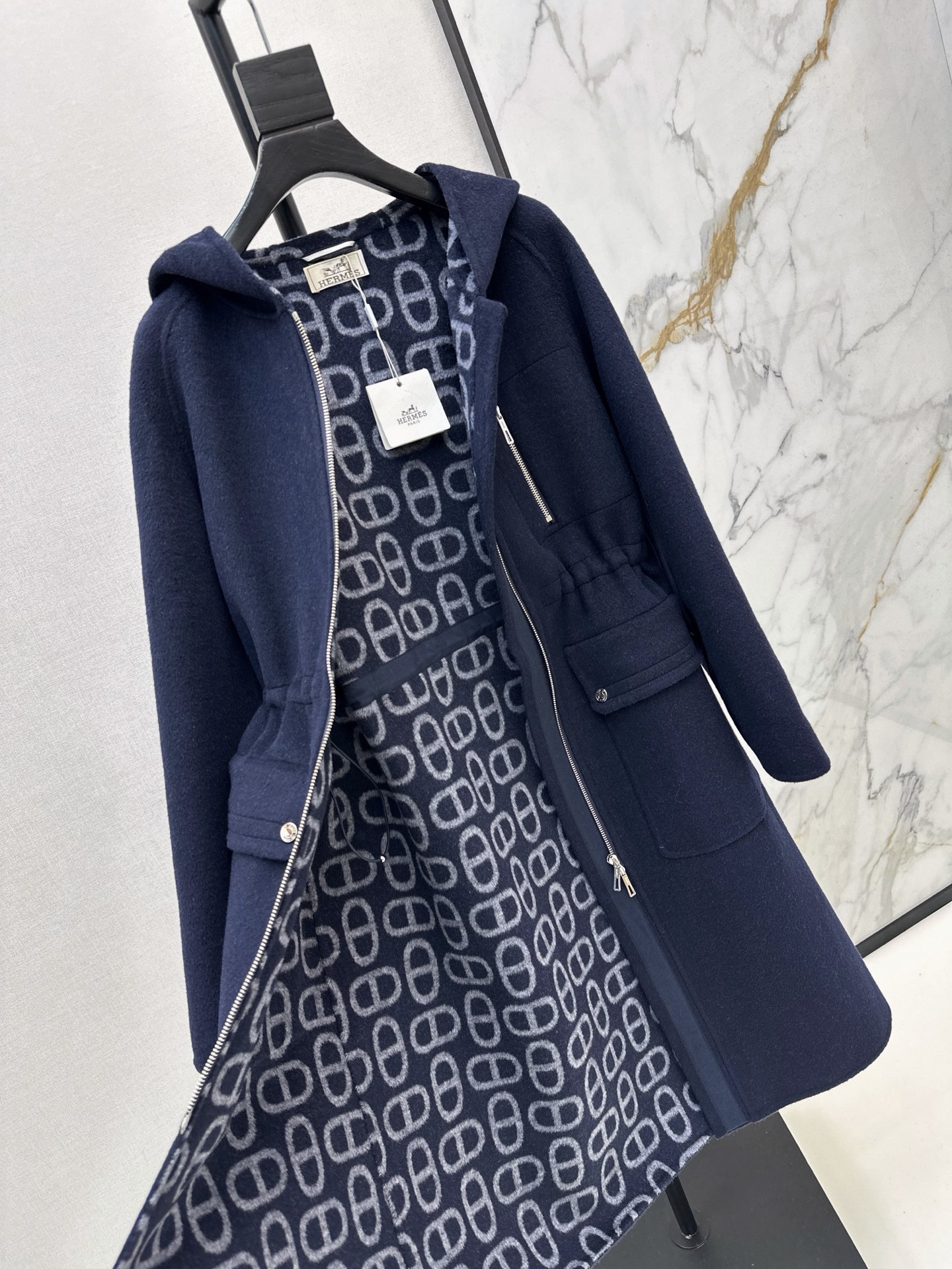 Her 26fw drawstring hooded overcoats