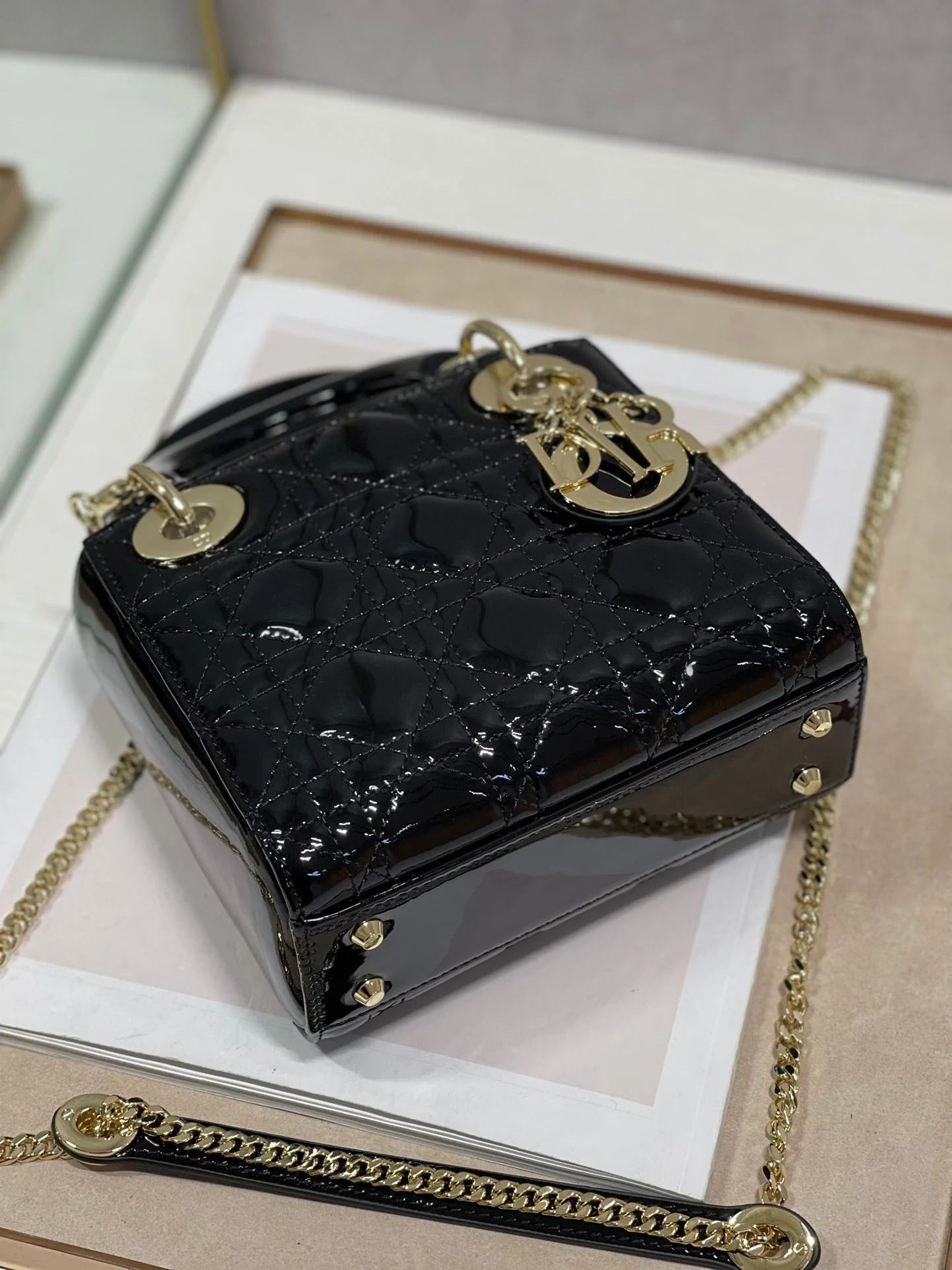 DO Mini & Small Lady Bag Black Patent Cannage Calfskin
