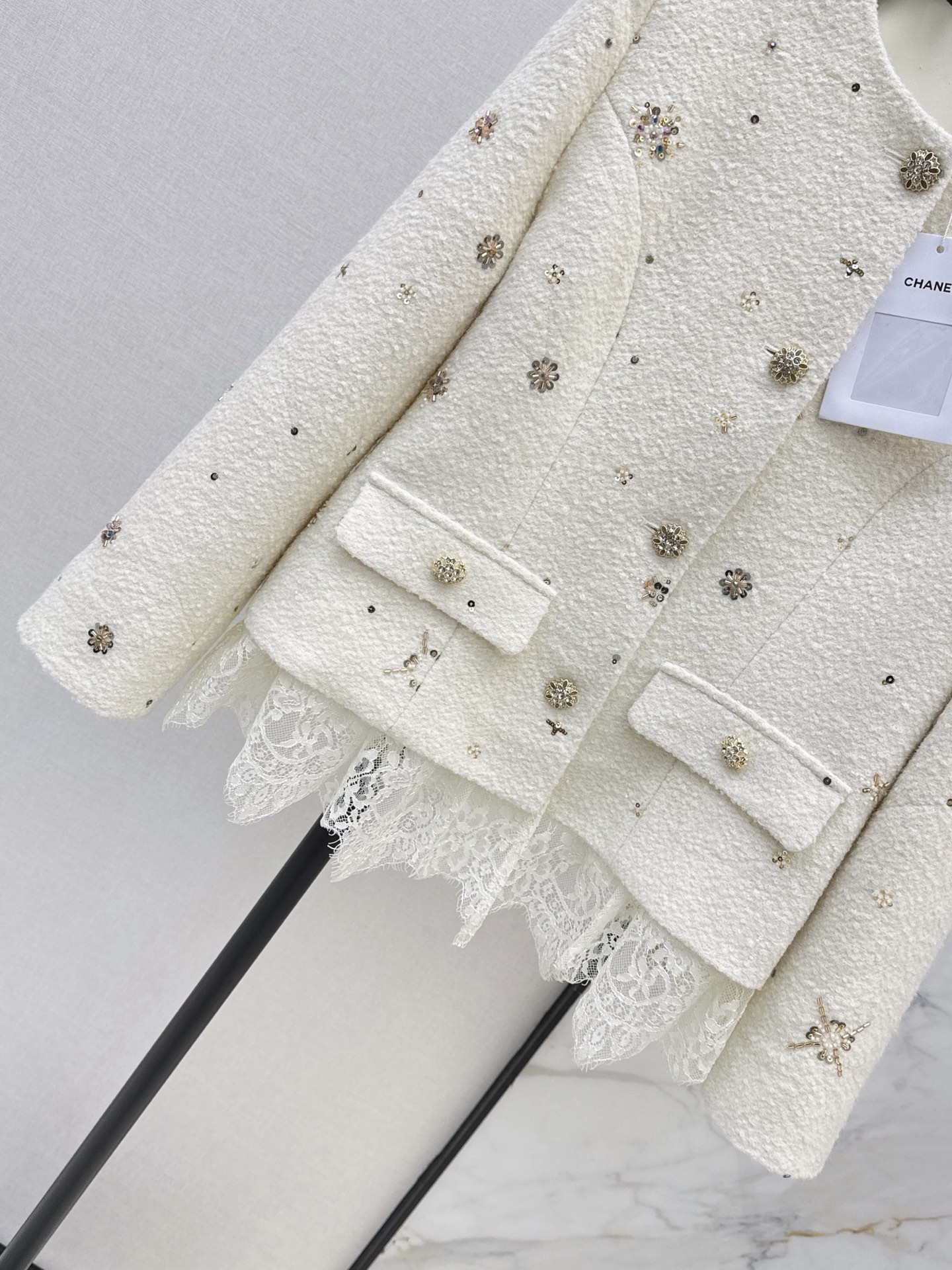 Chan 26fw lace contract woven jacket