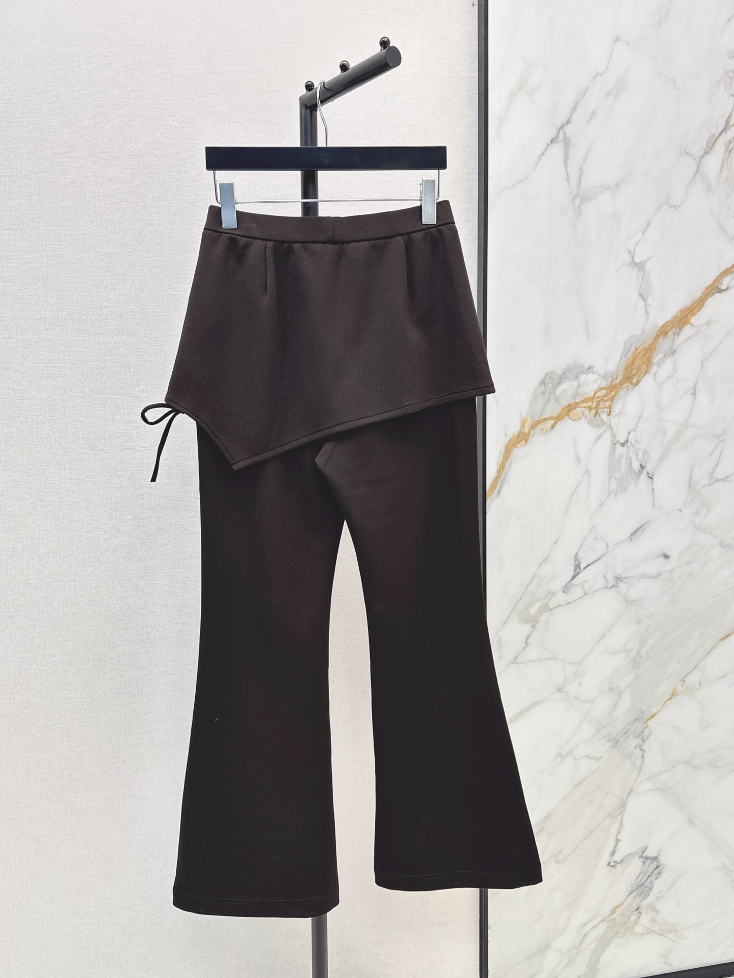 Sain 26fw asymmetric skirt-overlay flared pants