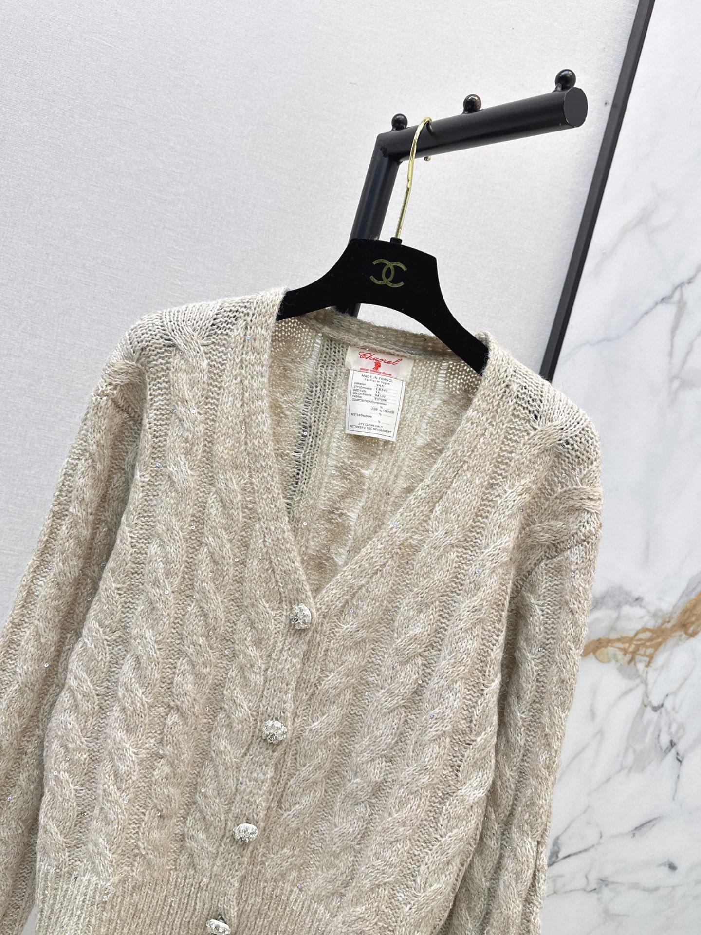 Chan 26fw cable jacquard cardigan