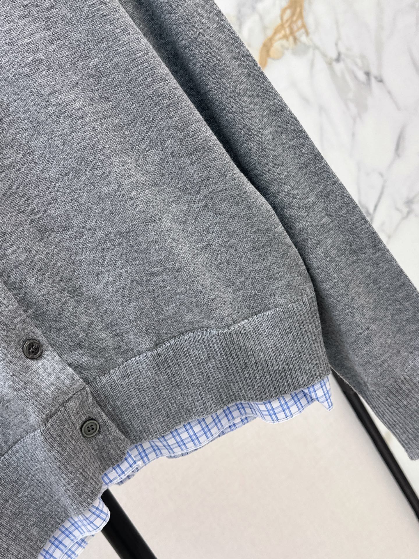 Miu 26fw check knit cardigan