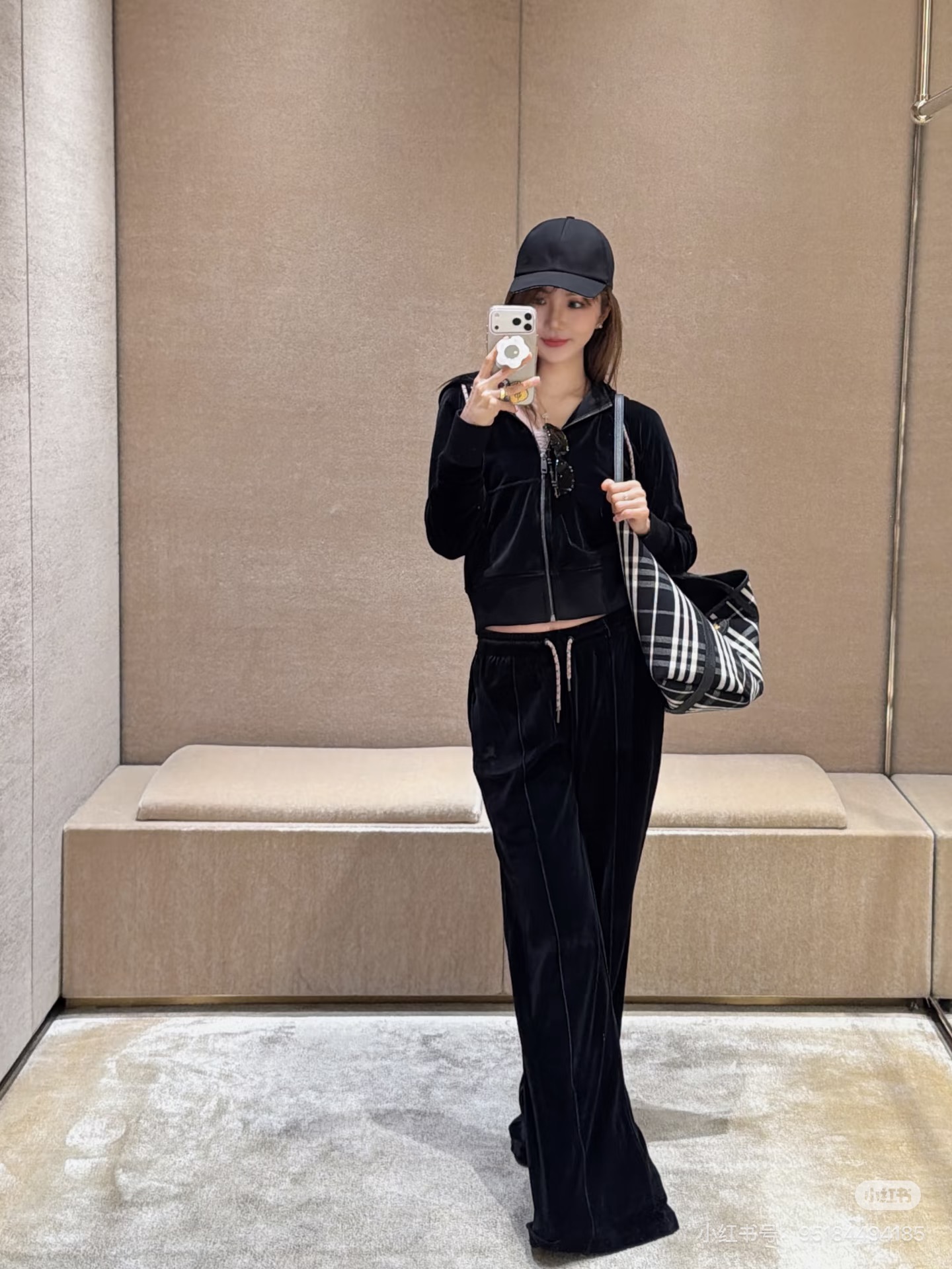 Bur 26fw velvet hooded jacket pants sets