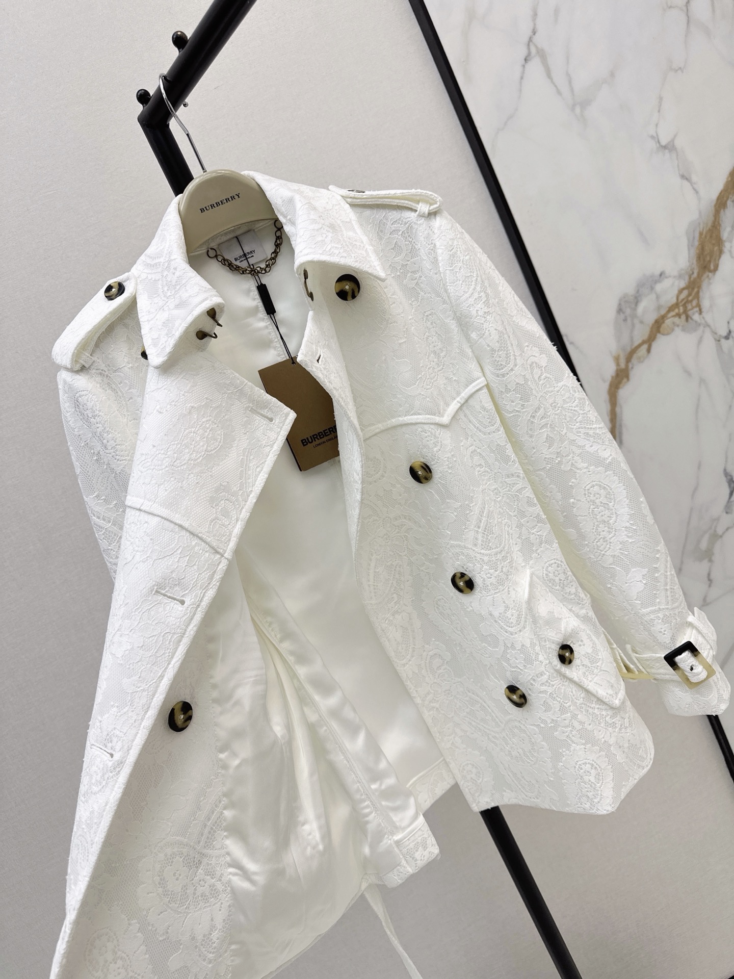 Bur 26fw lace cropped trench coats