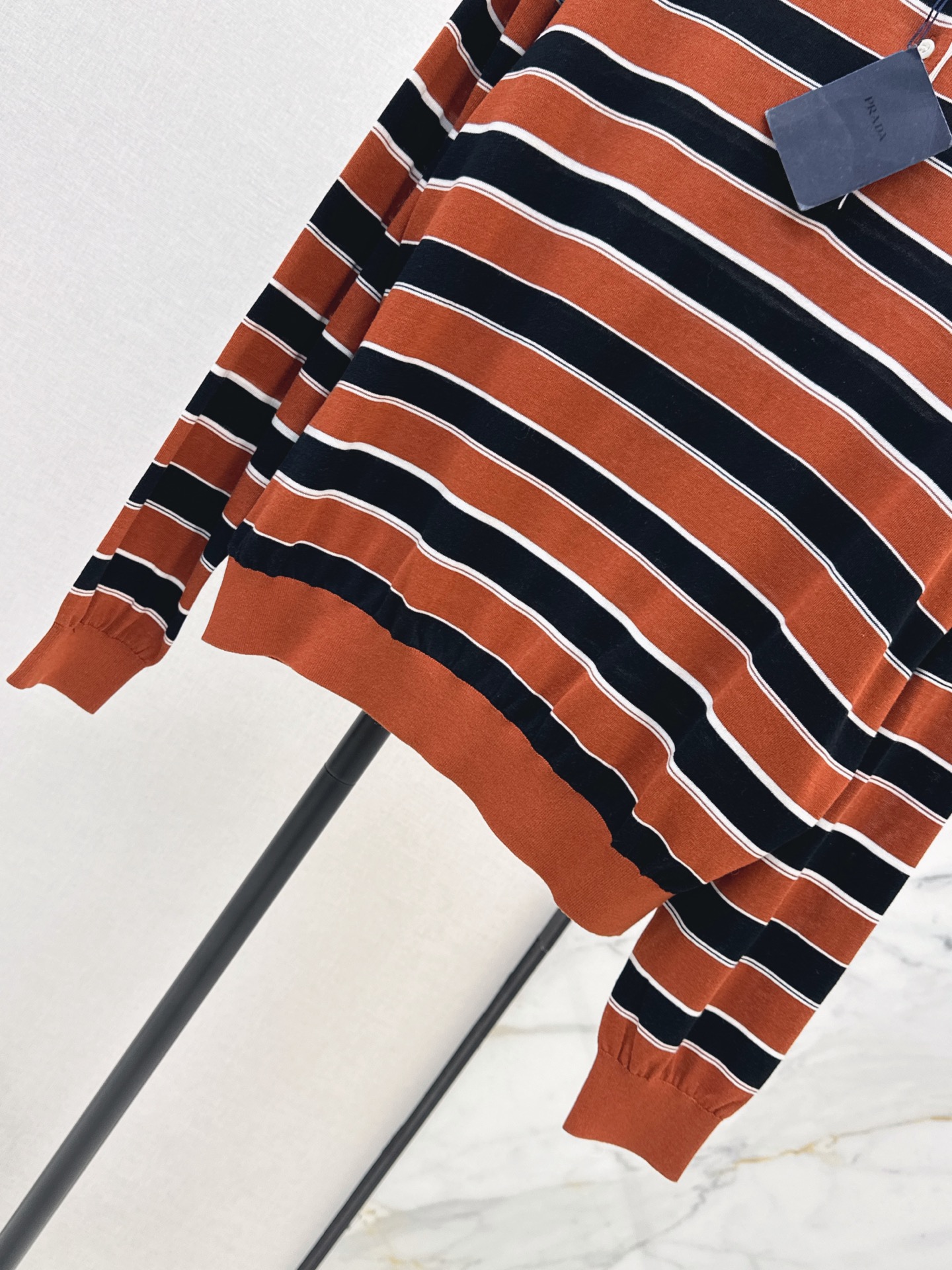 Pra 26fw stripe polo knitwear