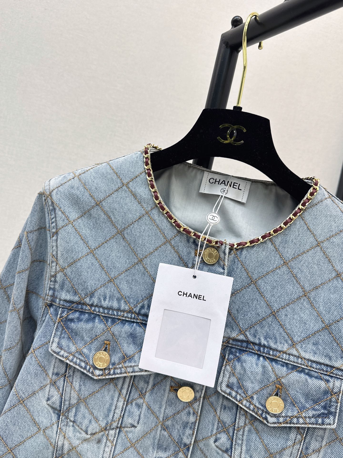 Chan 26fw diamond pattern denim jacket