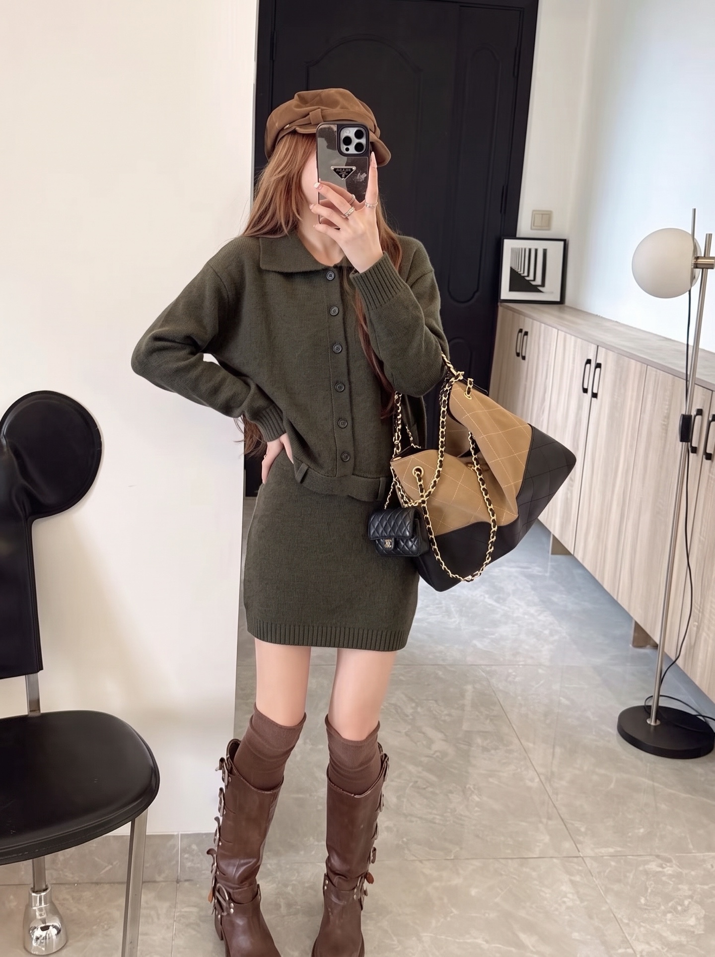 Max 26fw knit cardigan skirt sets