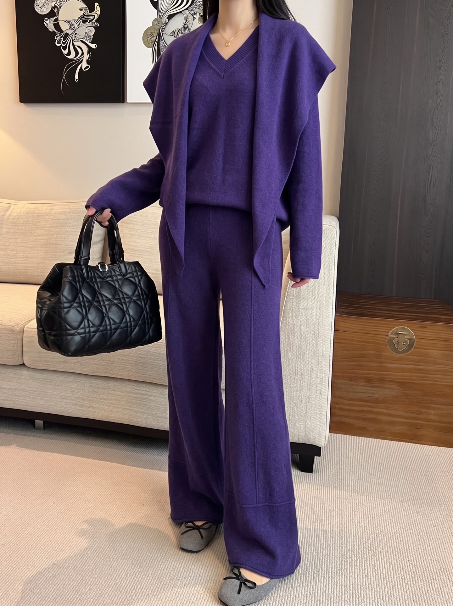 Row 26fw wool cape sweater pants sets